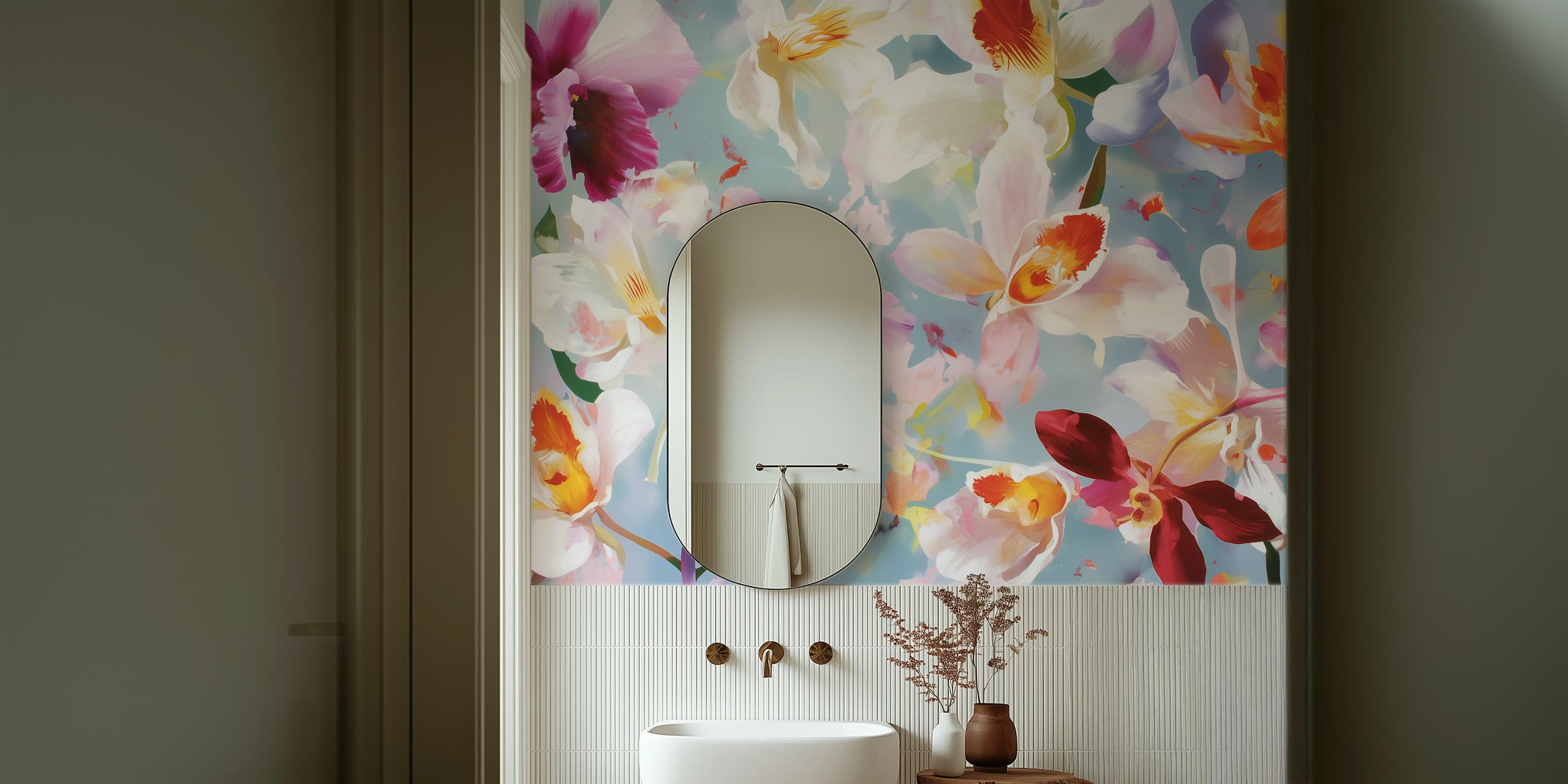 Tapeta Vibrant Orchid Garden u sobi