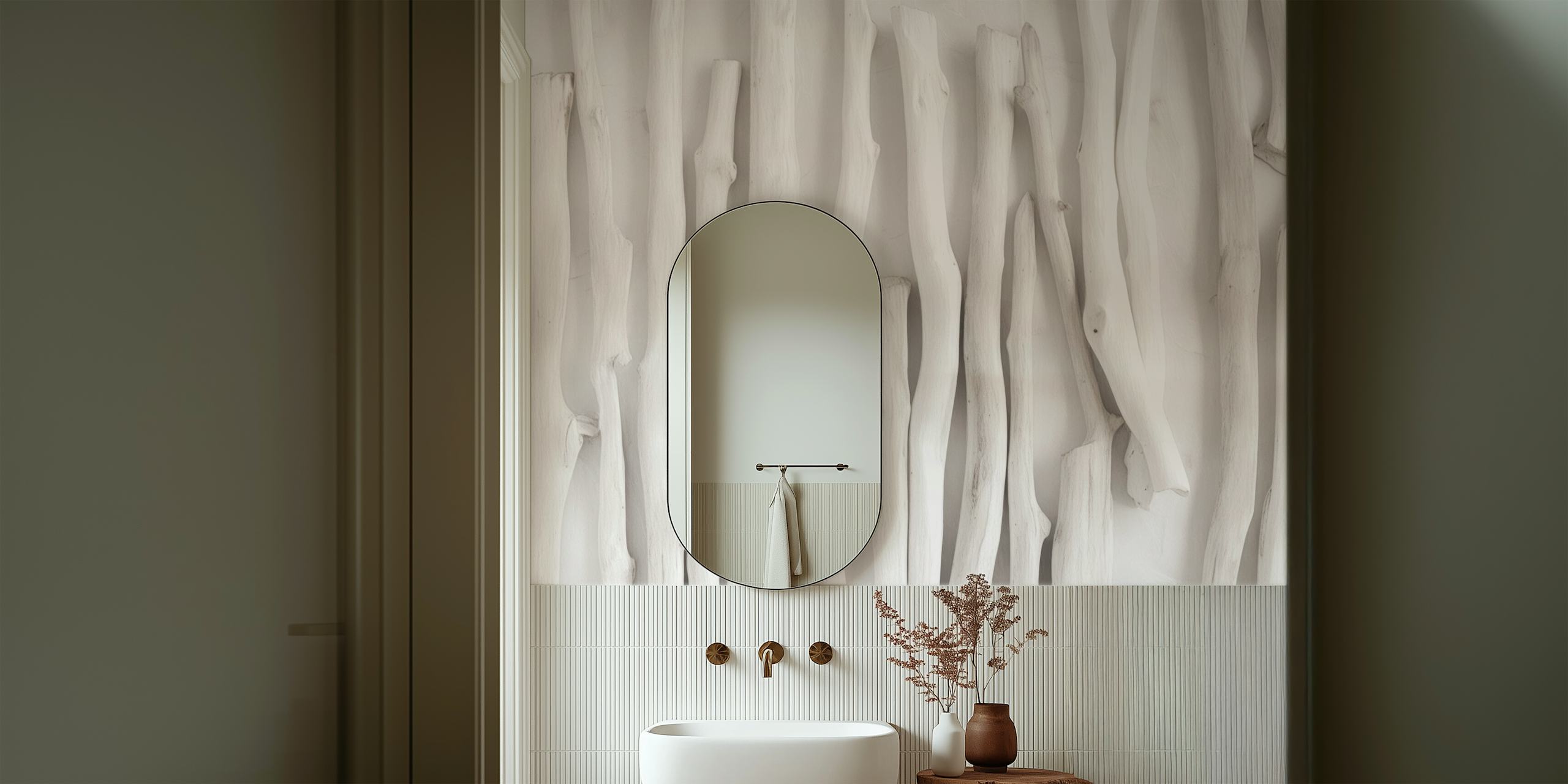 Whitewashed wood planks texture wallpaper