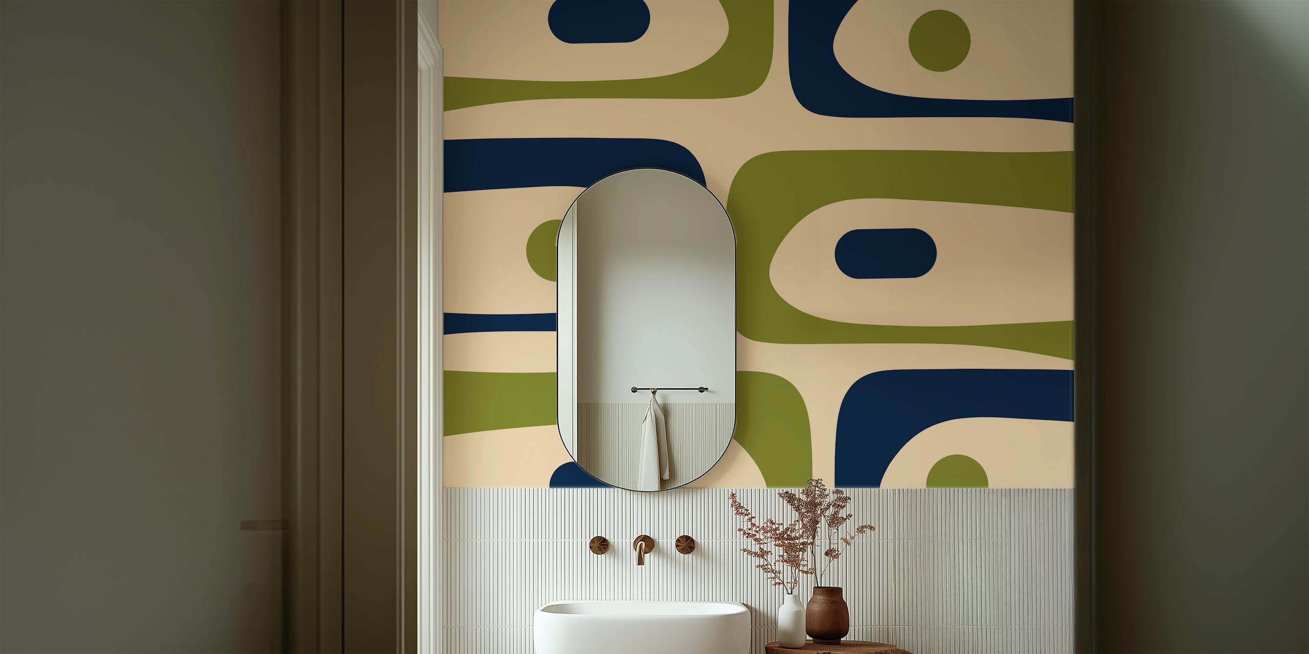 Mid Century Modern Minimalist Piquet Retro wallpaper in a room