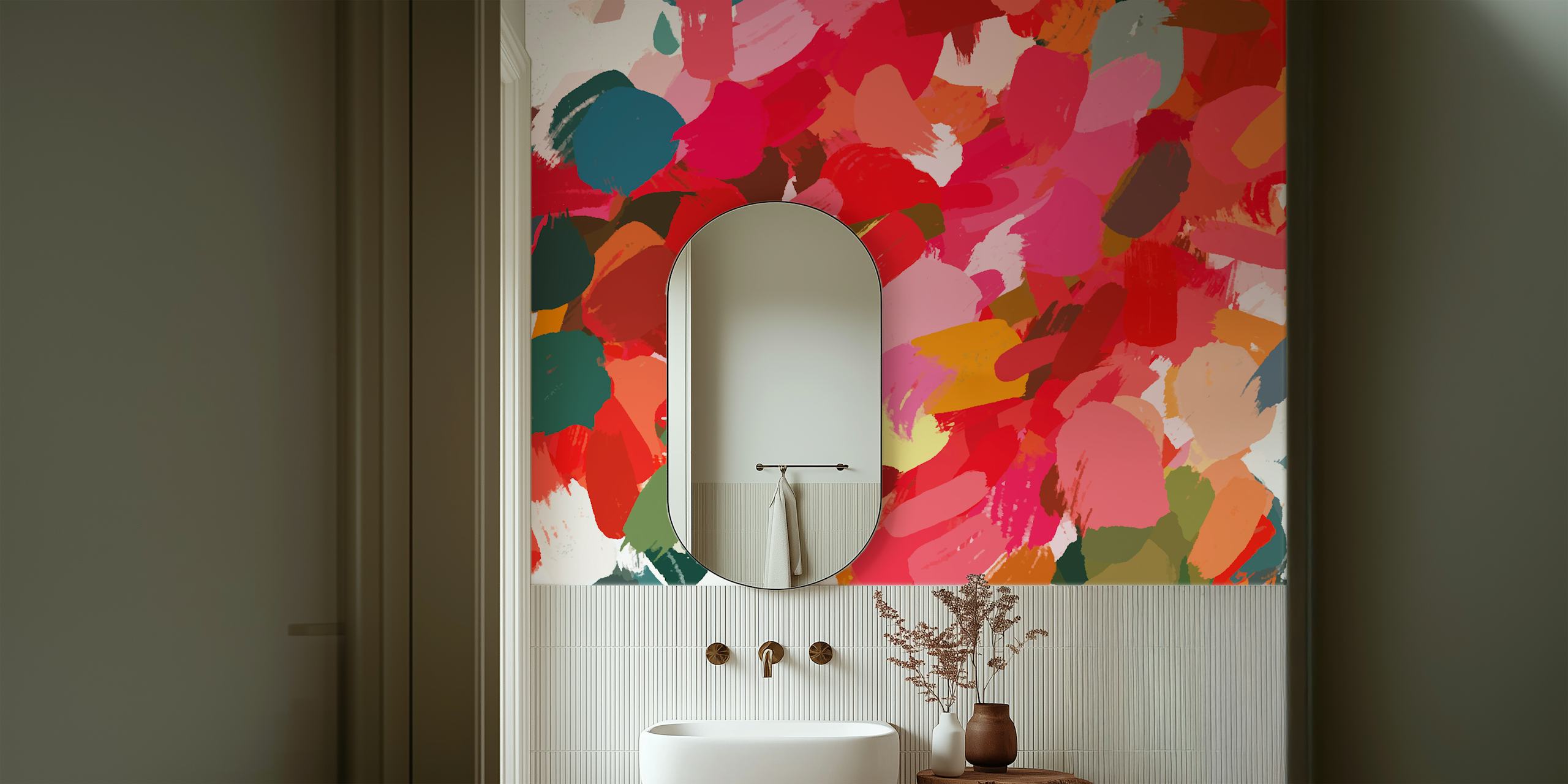 Colorful Amara wallpaper in a room setting