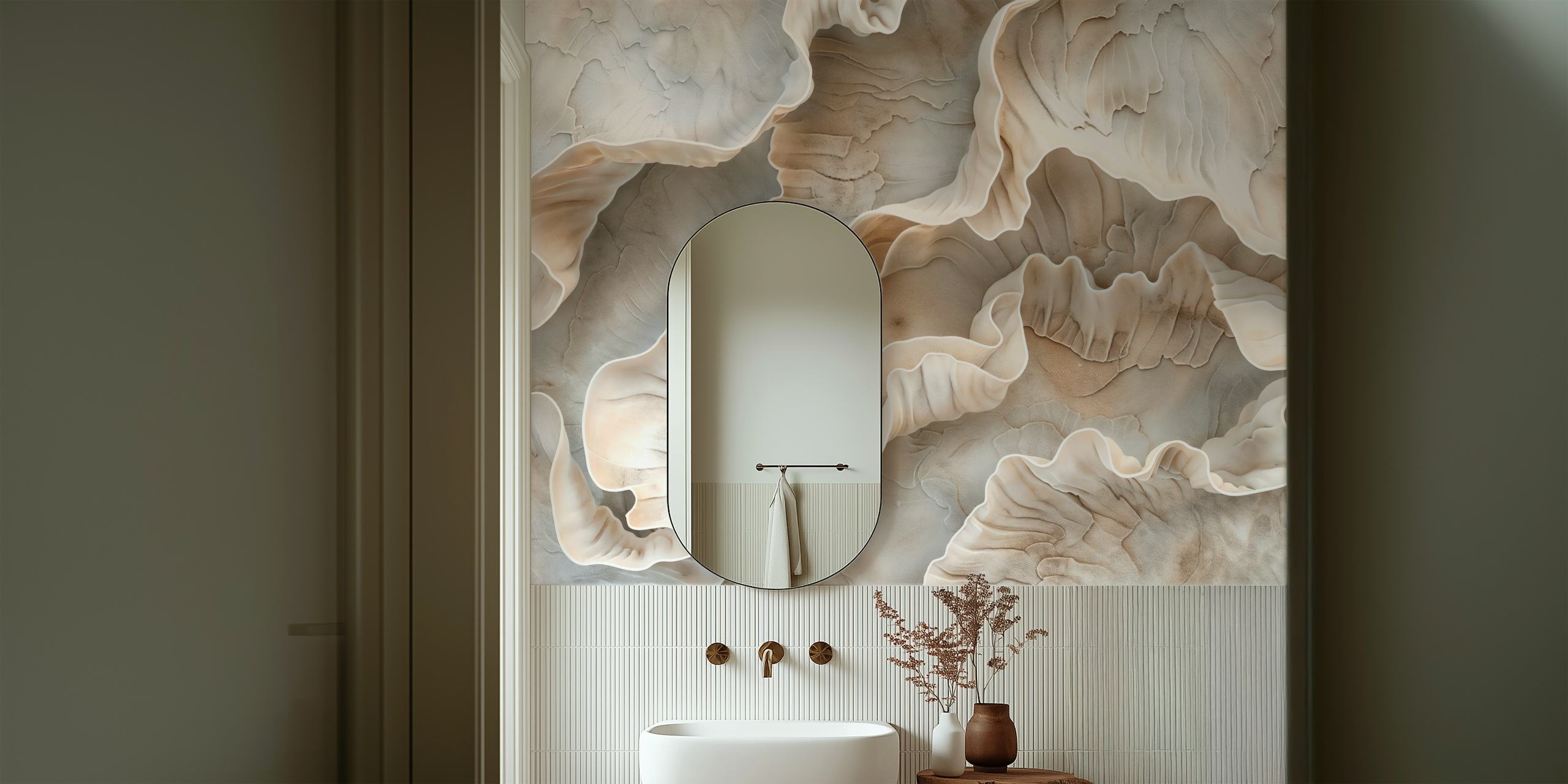 Natural Wave Organic 3D Sculpture wallpaper in a room