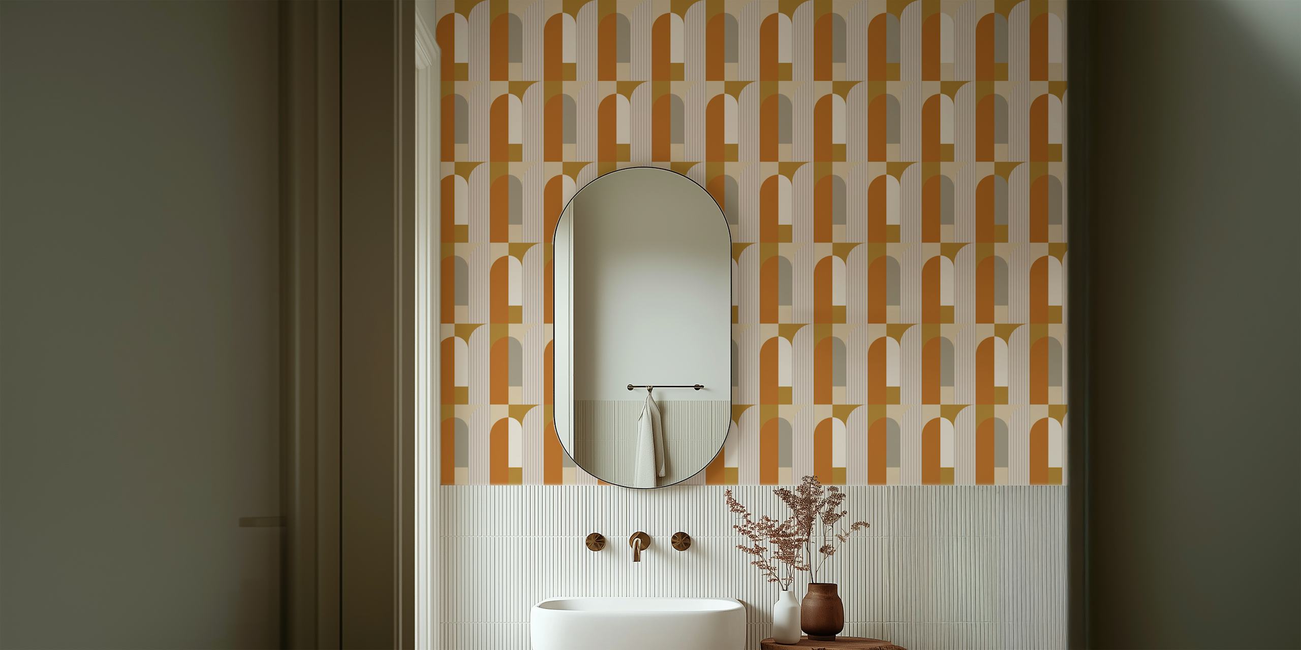 Papel pintado Modern Terracotta Archways en una habitación