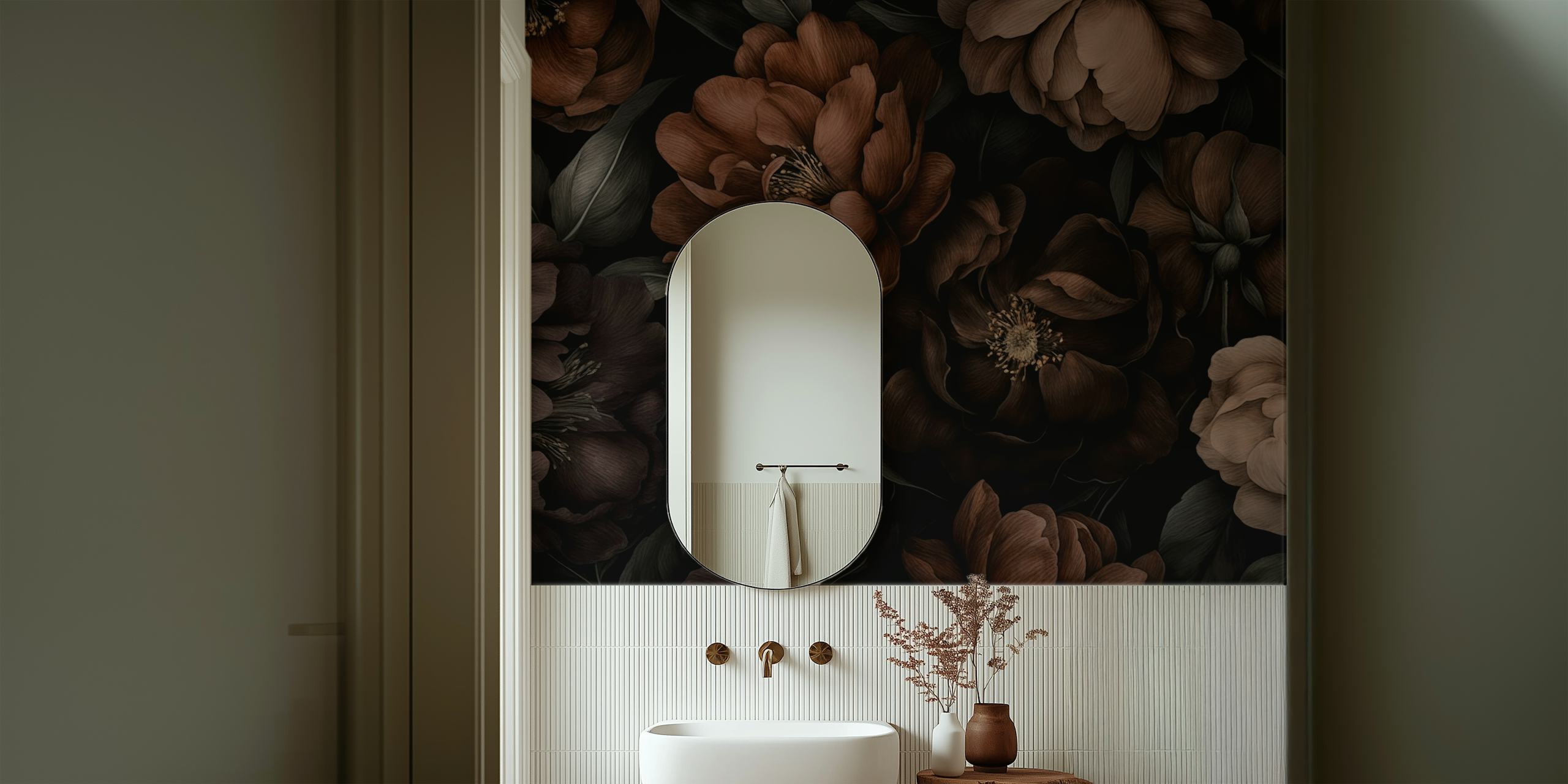 Papel de parede Nocturnal Gothic Garden em um quarto