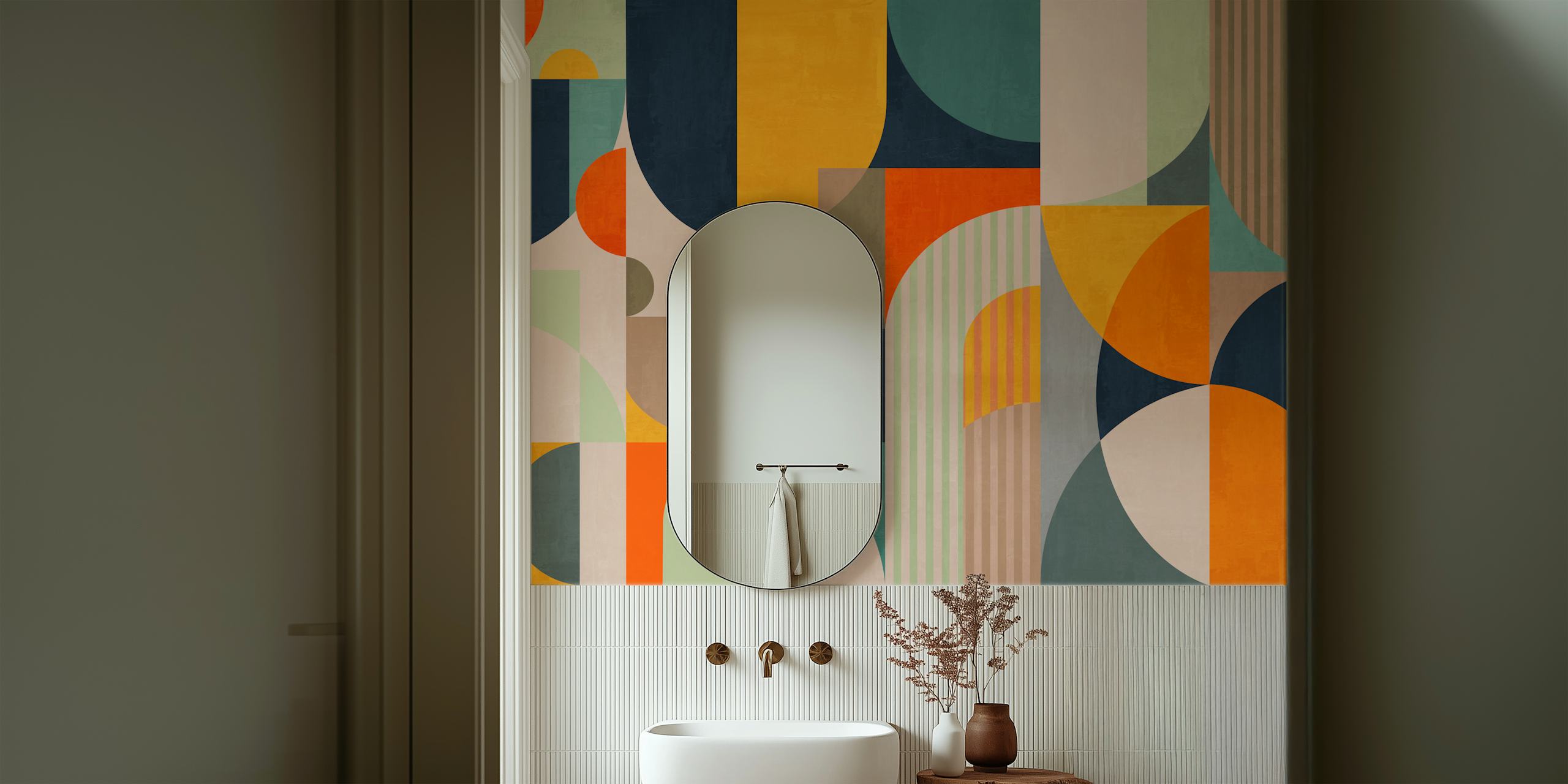 Papel tapiz Geometric Harmony Design en la habitación