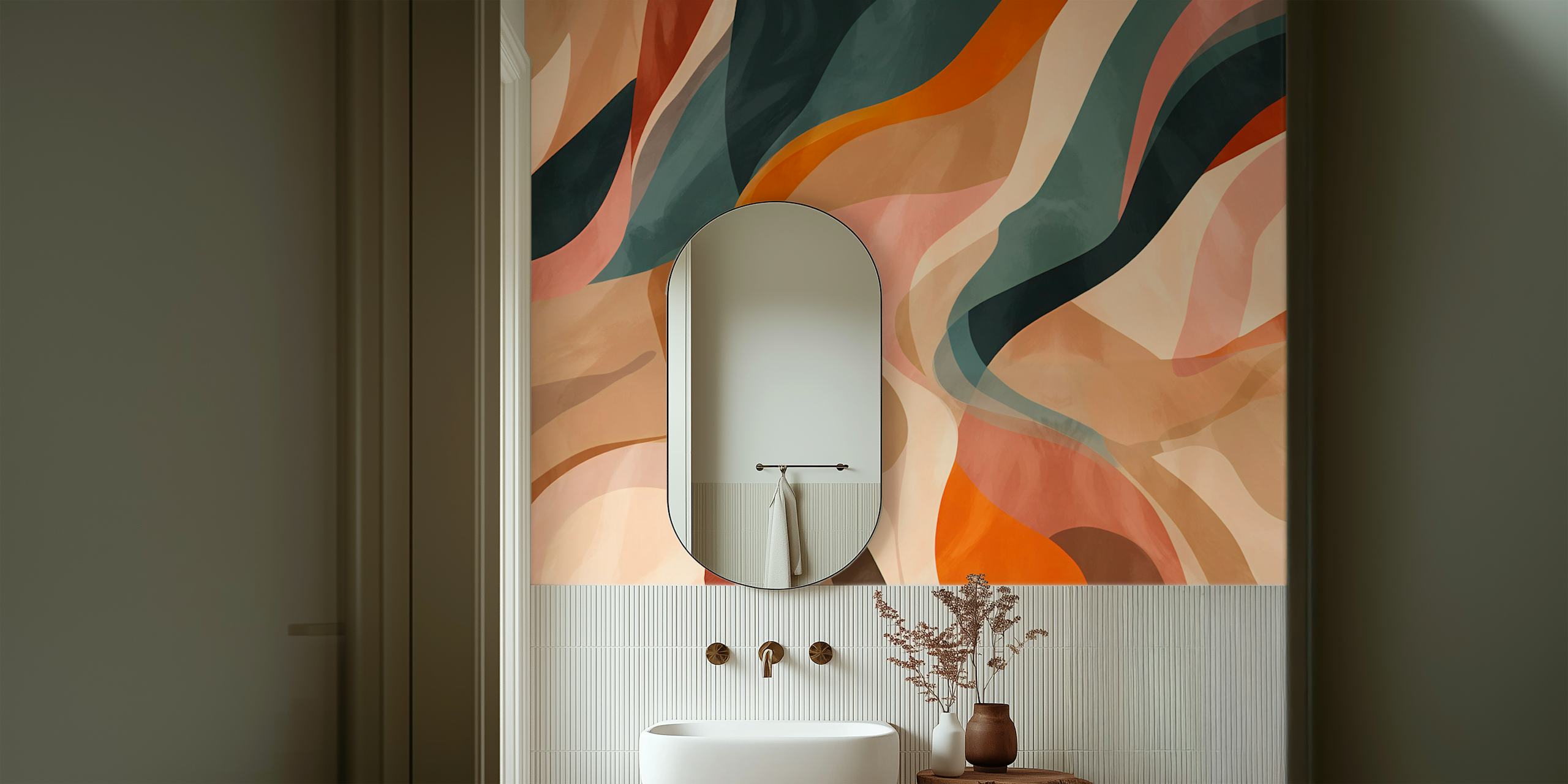 Papier peint Terracotta Drift dans une pièce moderne