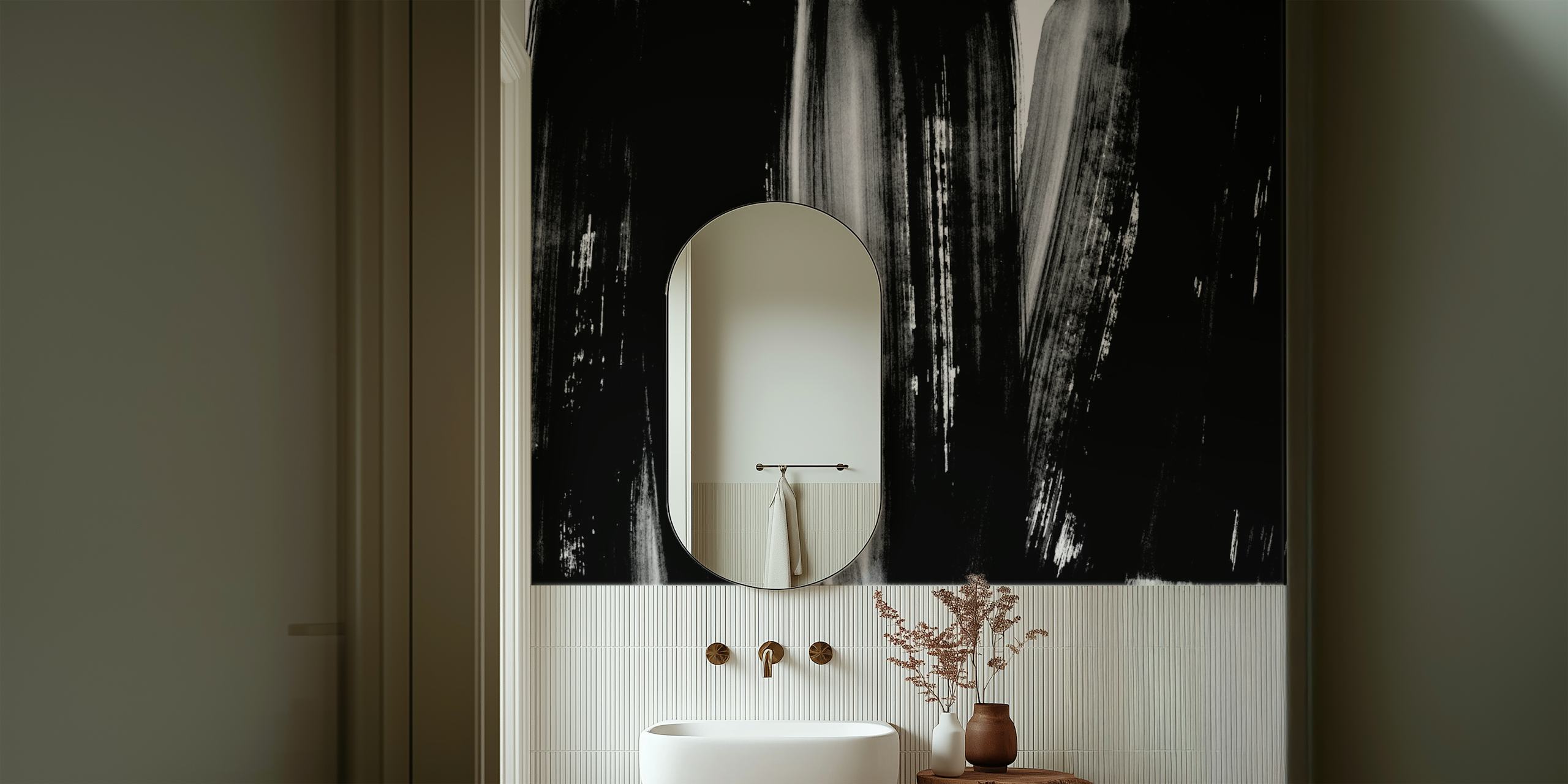 Bold Black Strokes wallpaper in a modern room