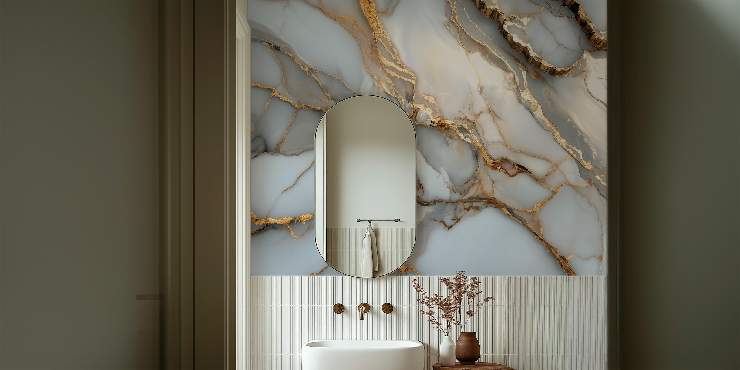 Golden Marble Dreamscape wallpaper in a room