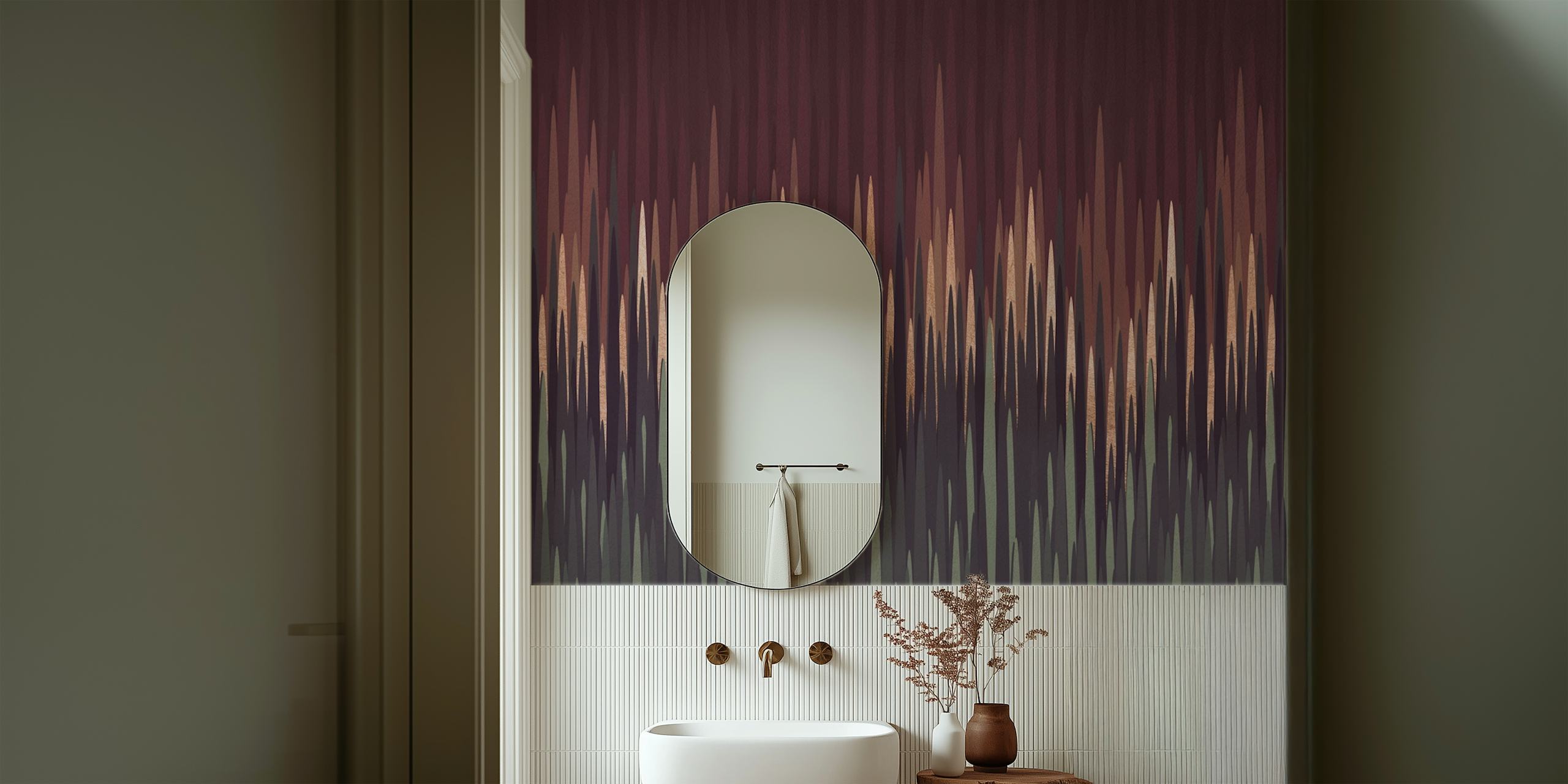 Geometric Wave behang in een stijlvolle kamer