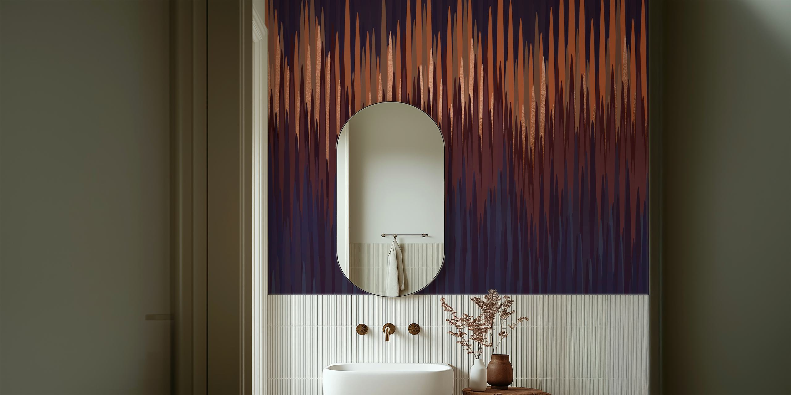 Geometric spikes in brown, orange, and dark tones wallpaper