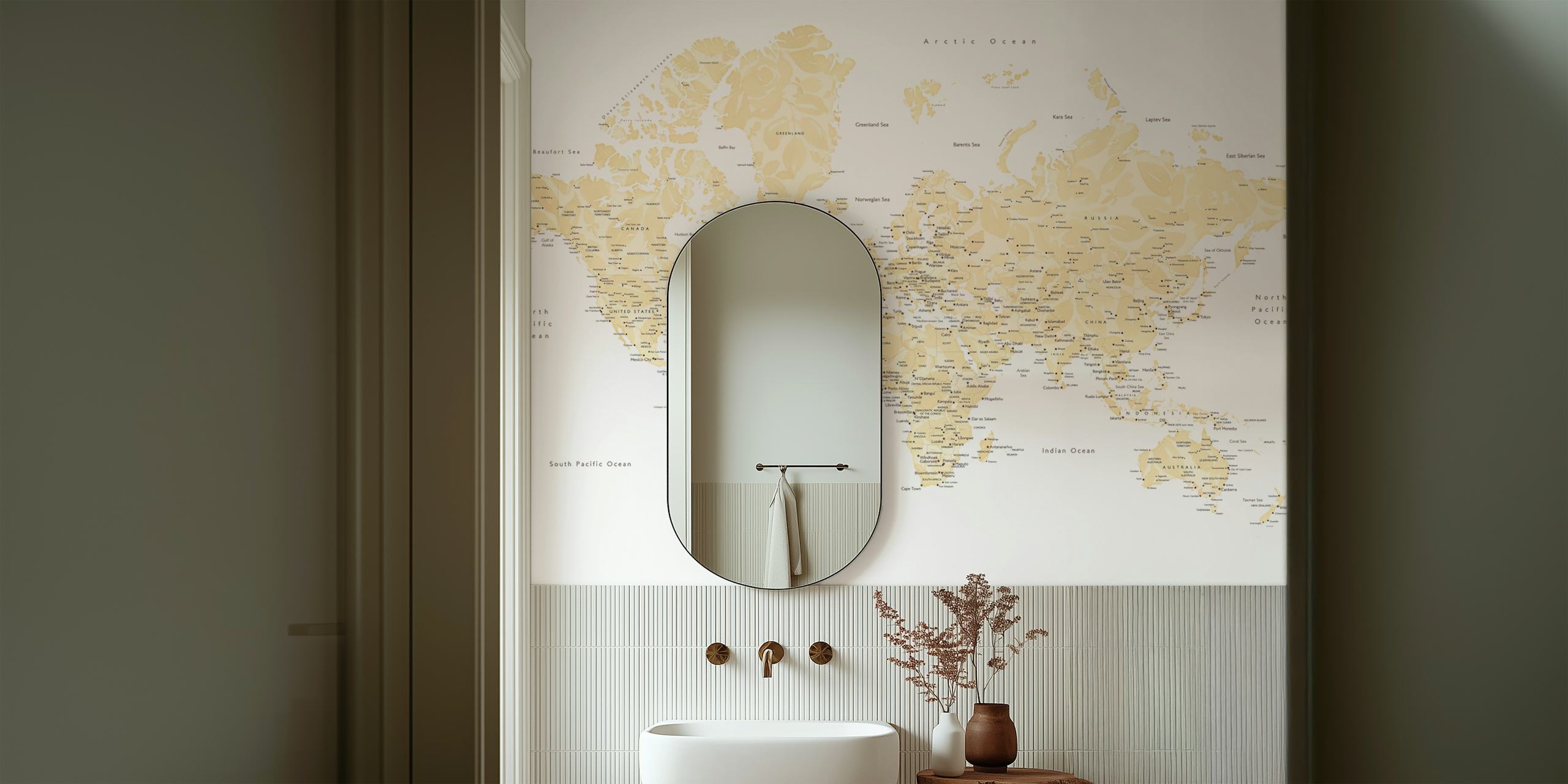 Remi world map wallpaper exibido em um quarto