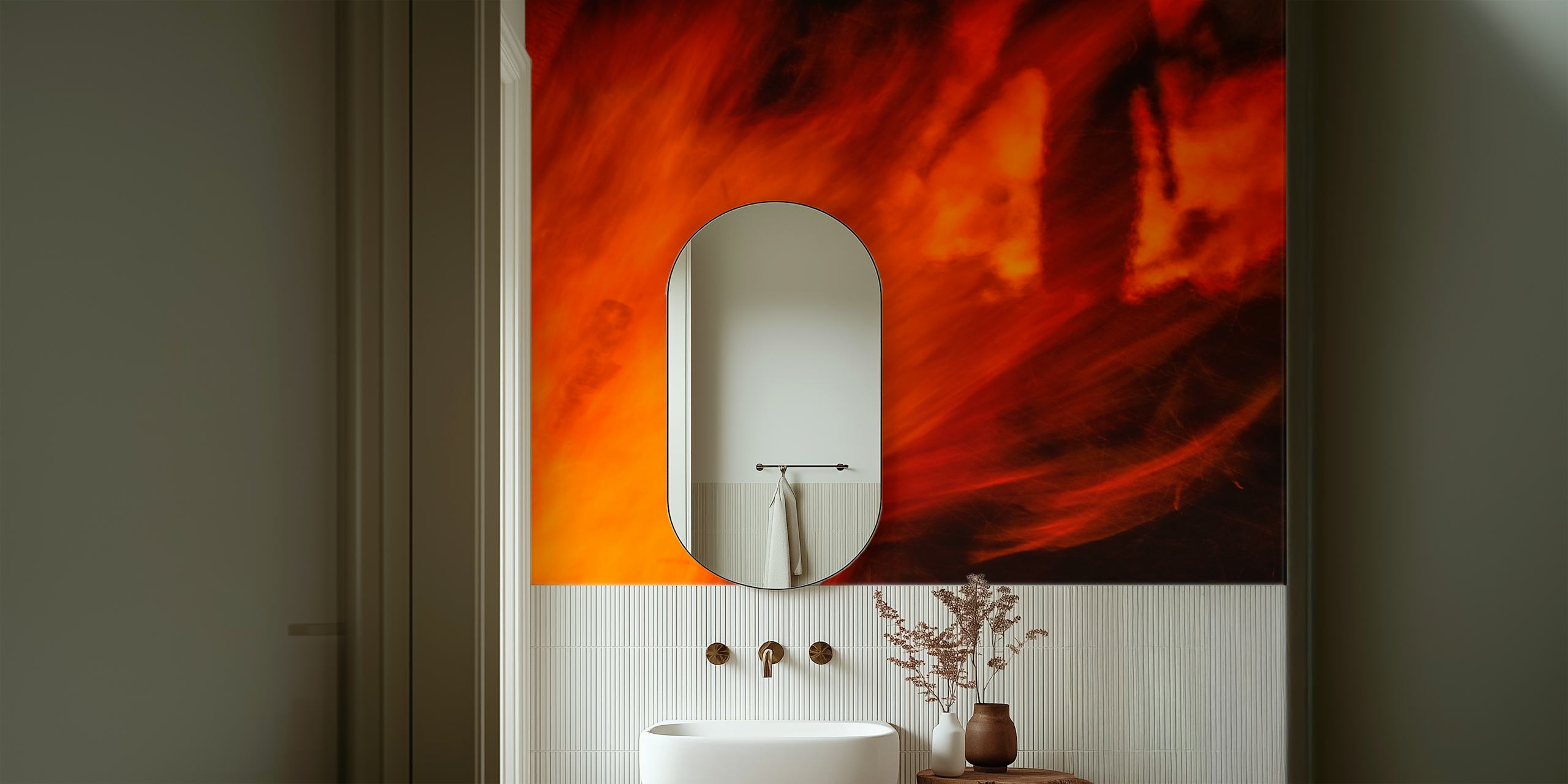 Fiery abstract patterns in orange and red tones wallpaper