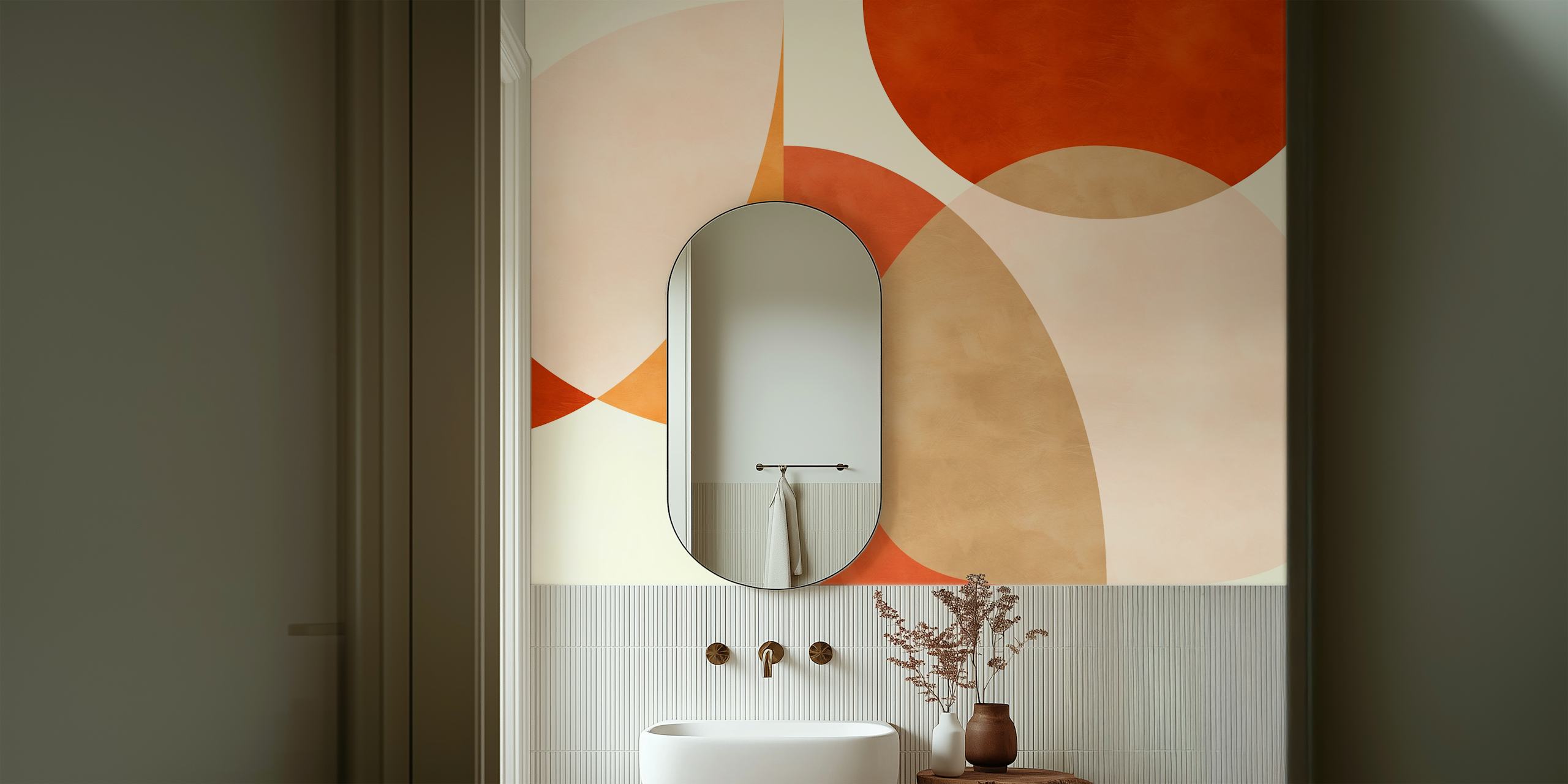 Abstract geometric shapes in warm earthy tones wallpaper