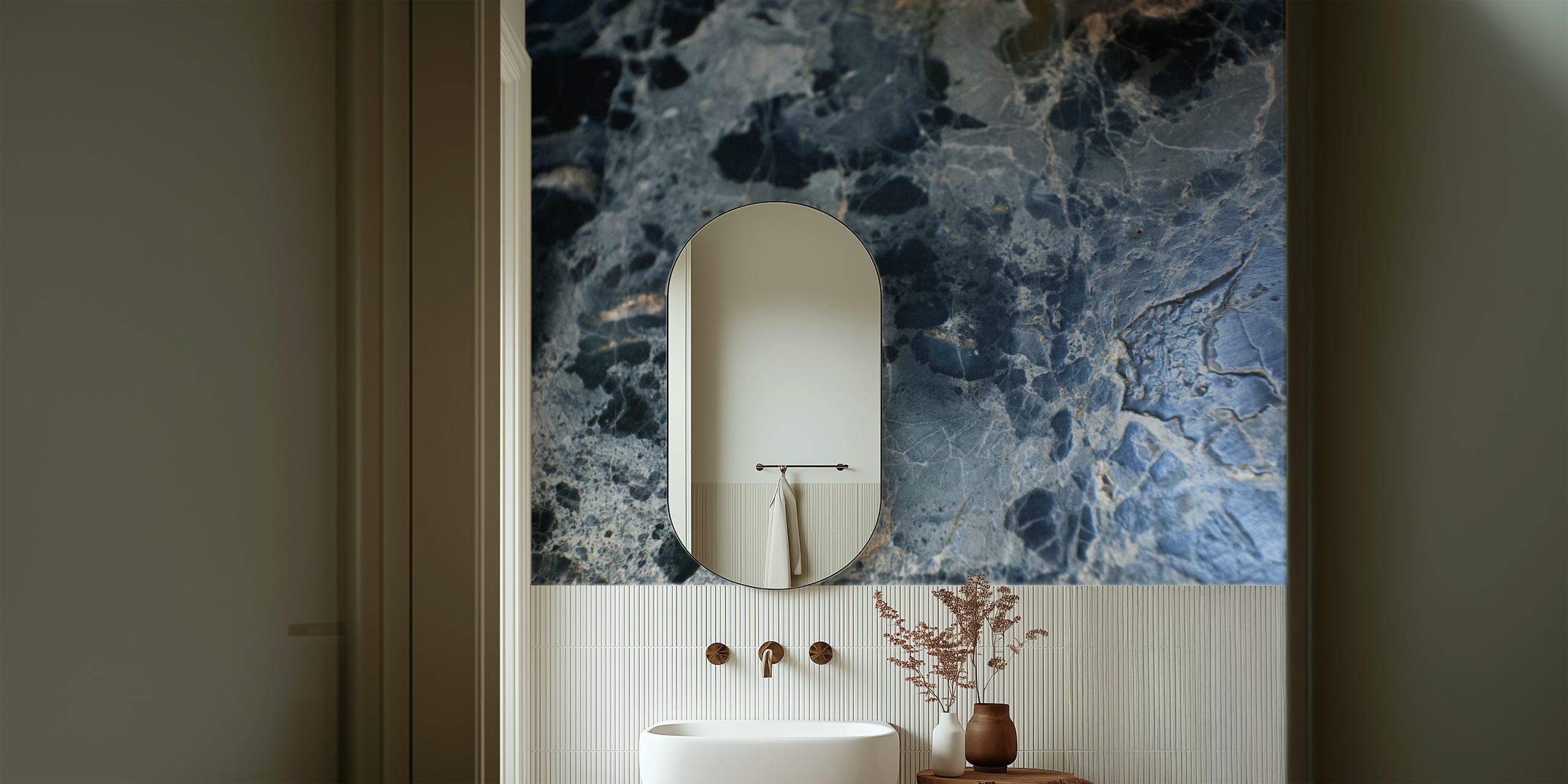 Navy blue and black marble texture wallpaper