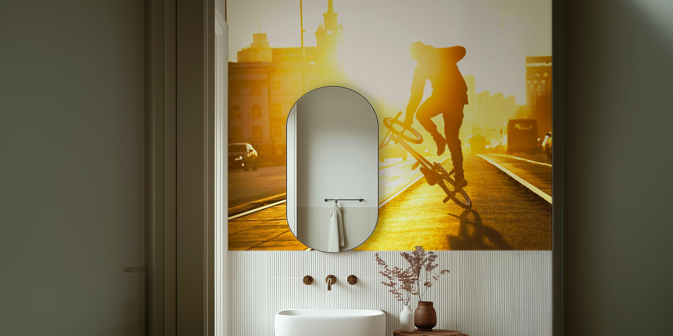 Flatland Bike wallpaper in a modern room