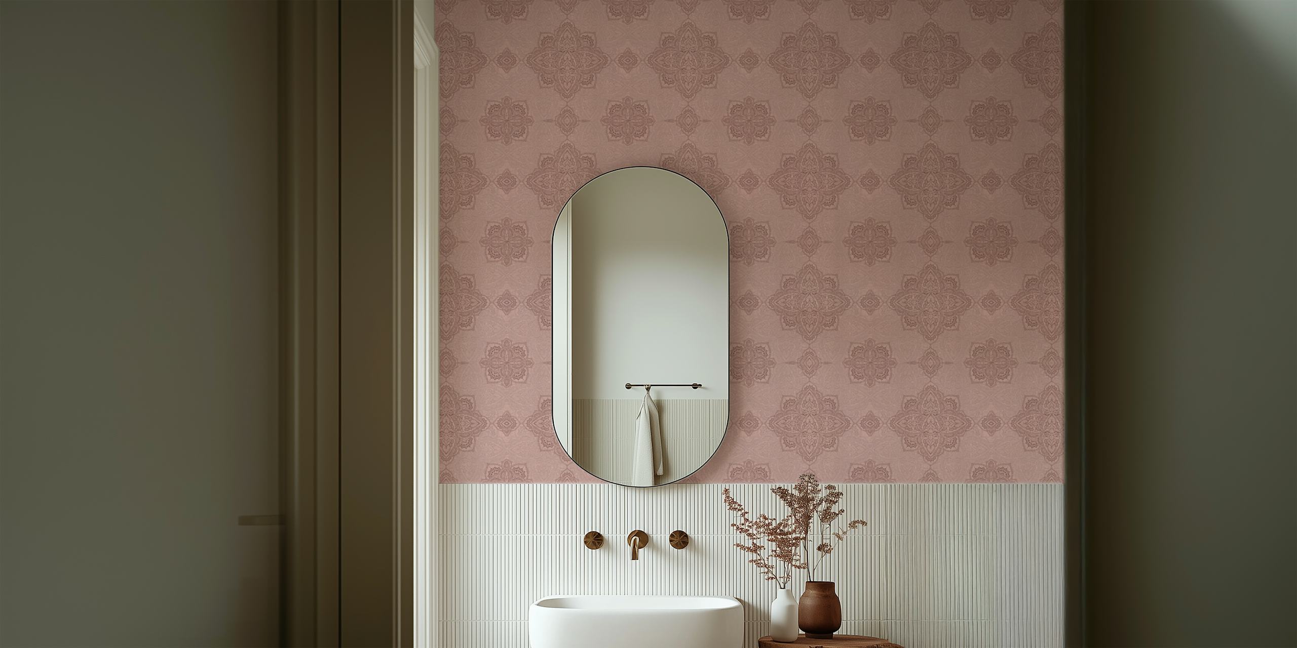 Blush pink Marrakech mandala σε ένα δωμάτιο