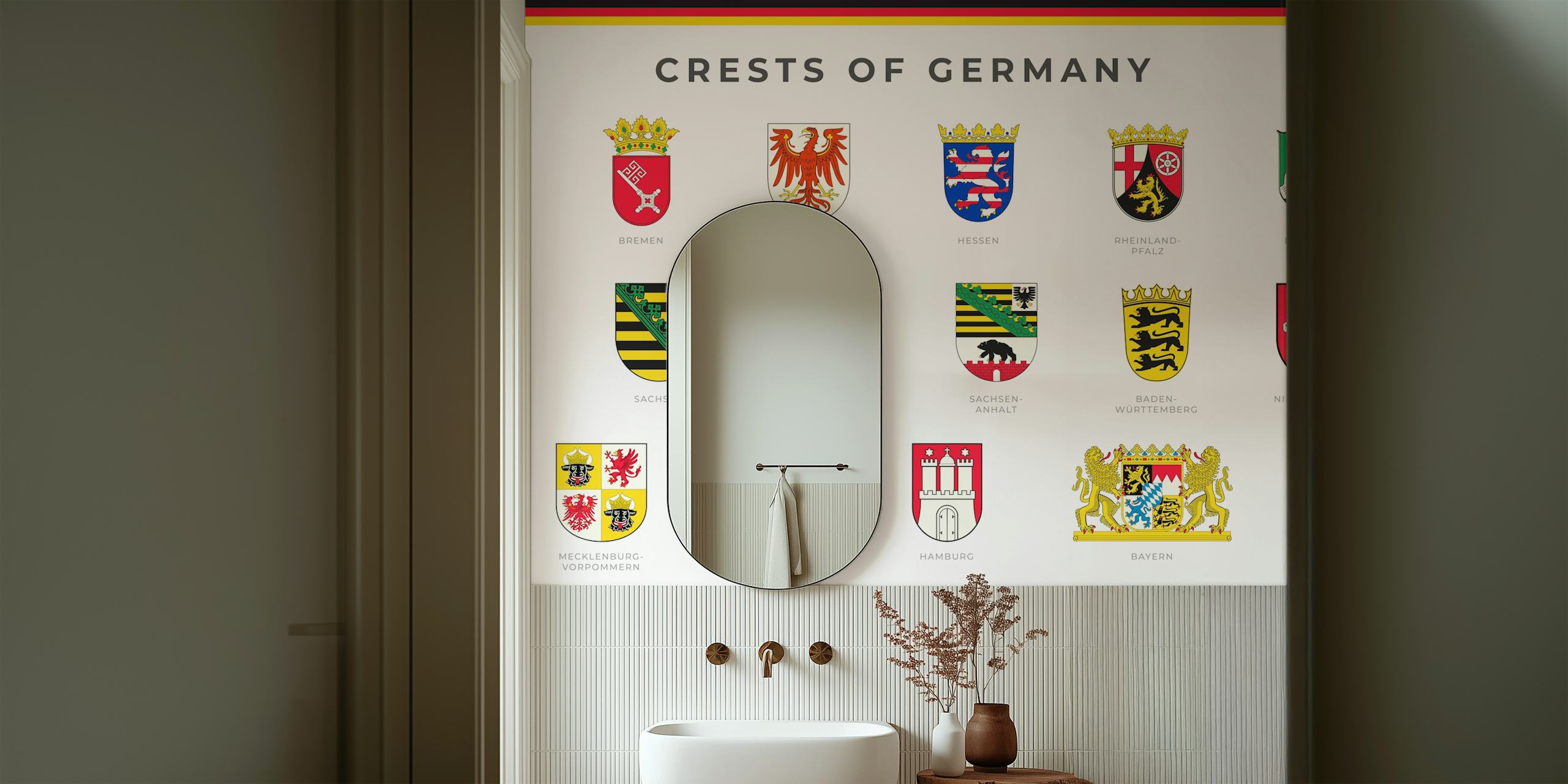 Deutschland wallpaper featuring German crests in a room