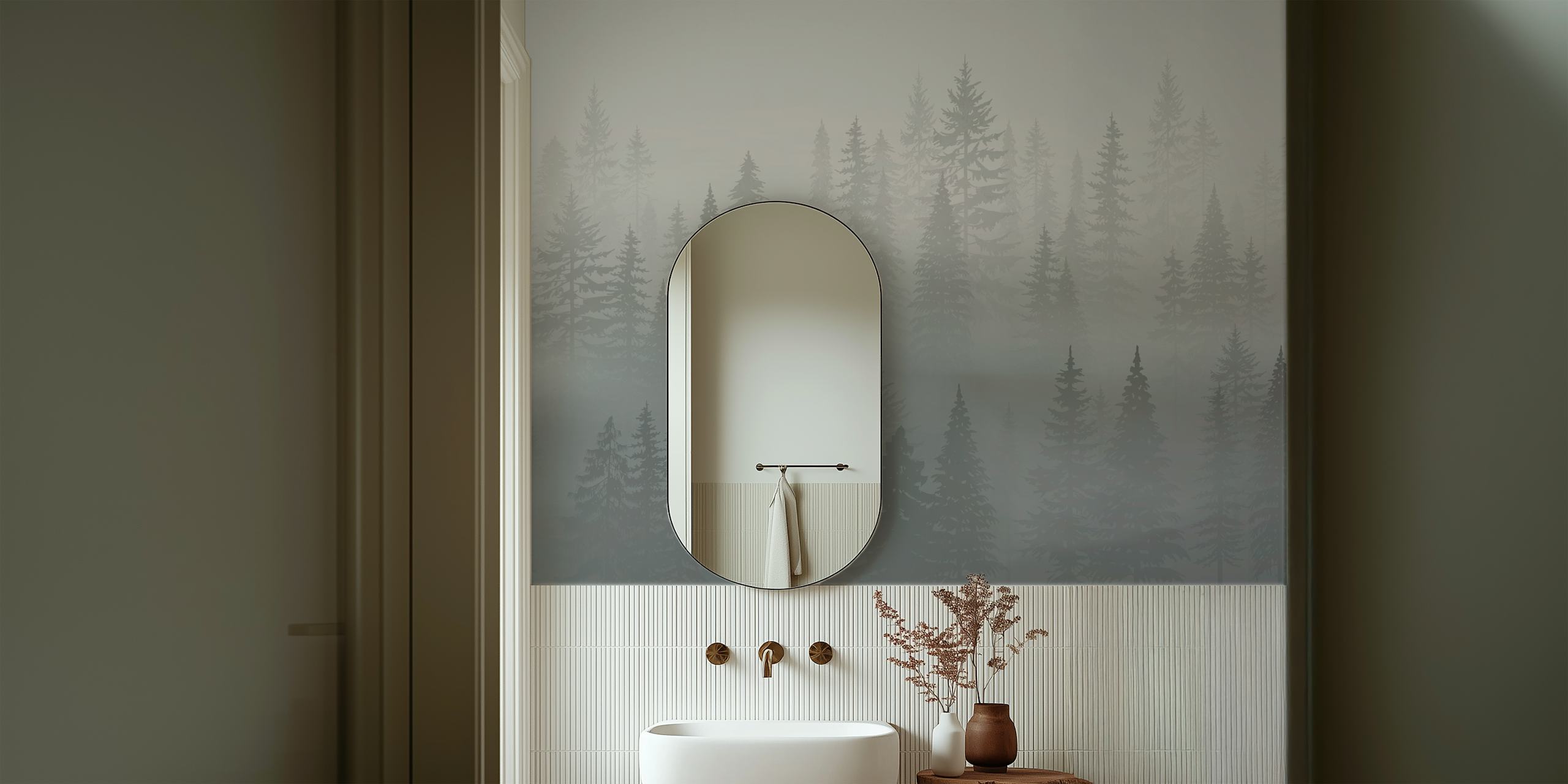 Forest Green Mountain wallpaper in a room