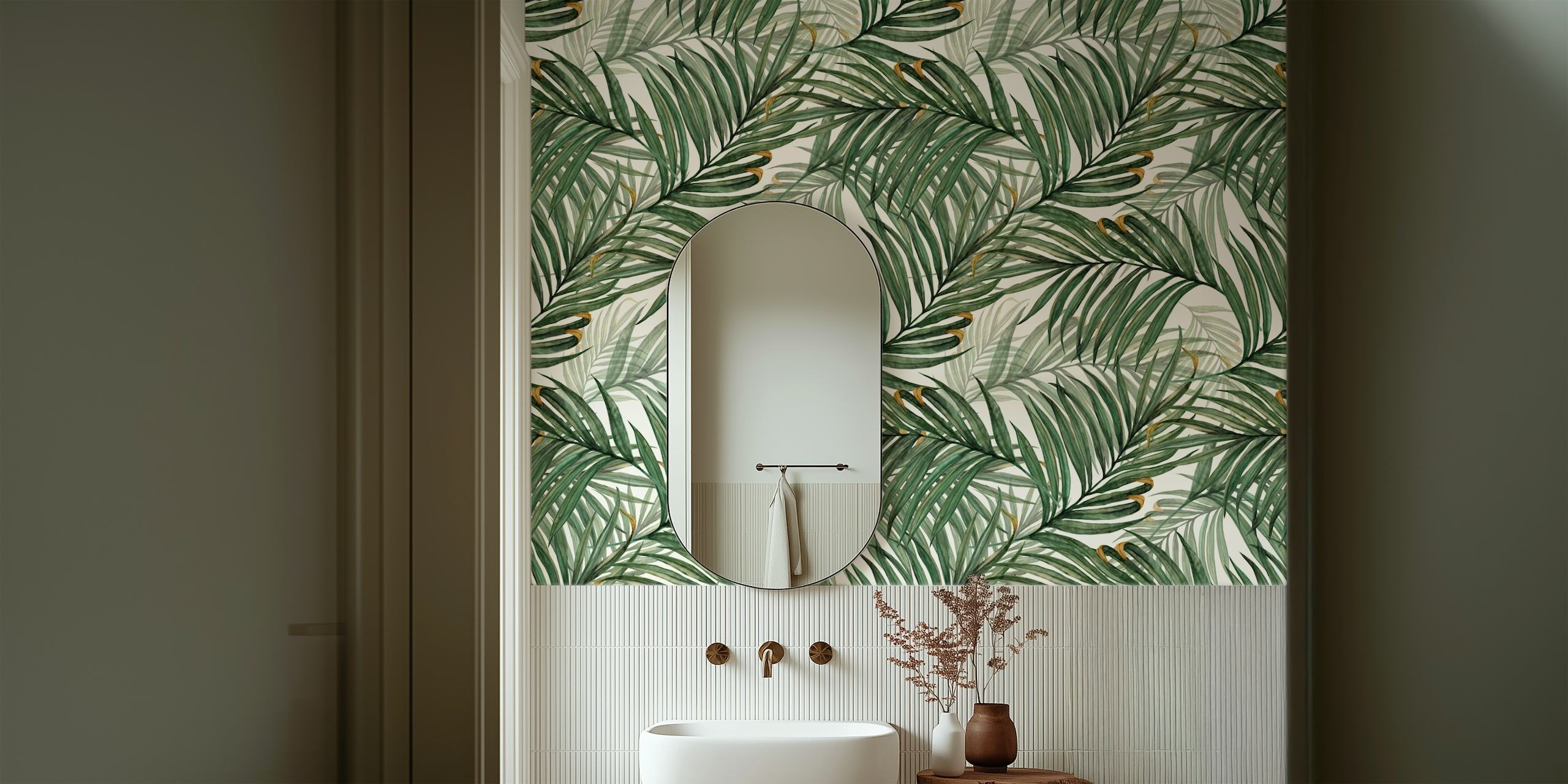 Palm Leaves Wallpaper wyświetlone w pokoju