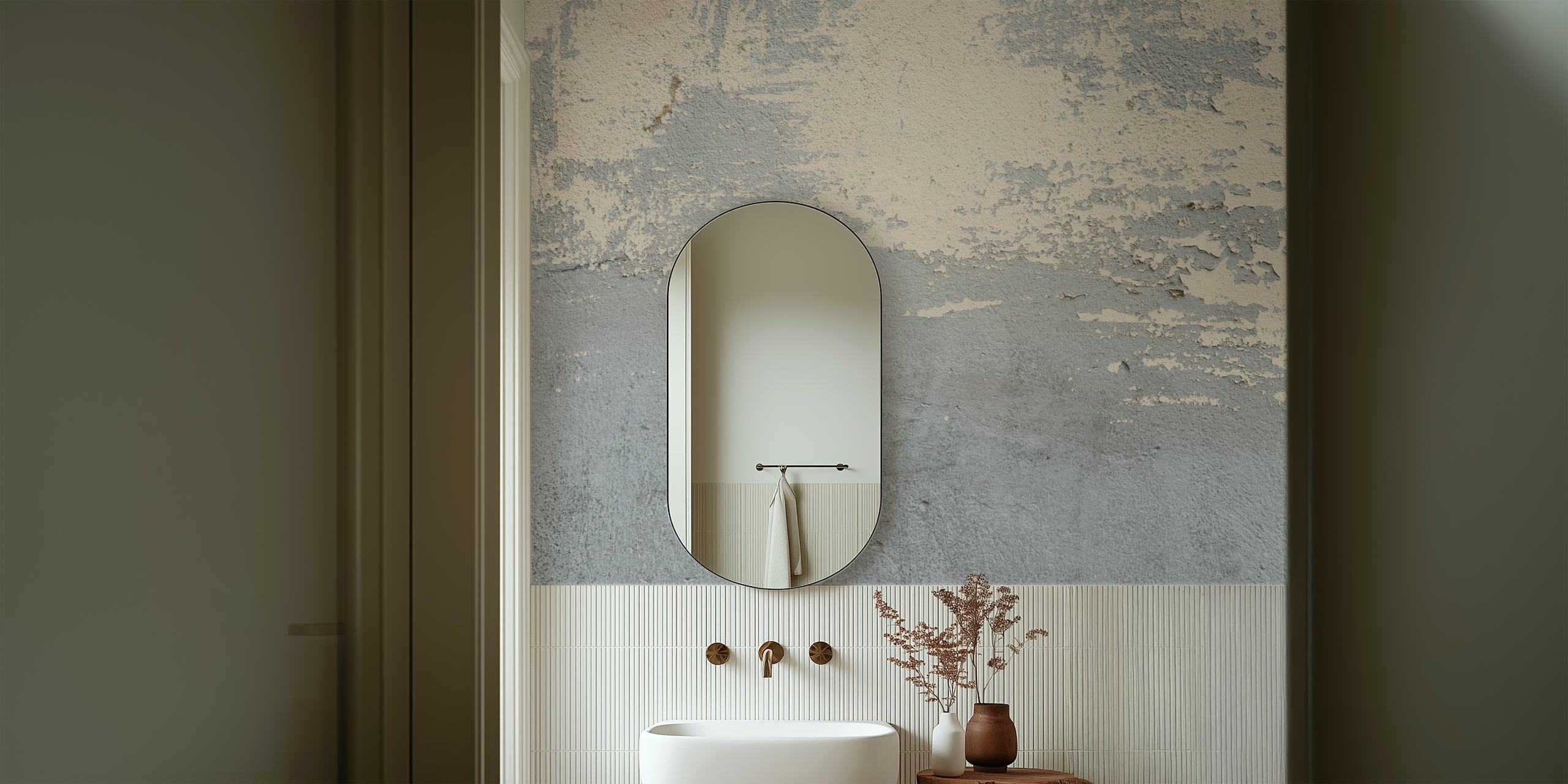 Gray Grunge Wall mural depicting weathered textures and industrial charm