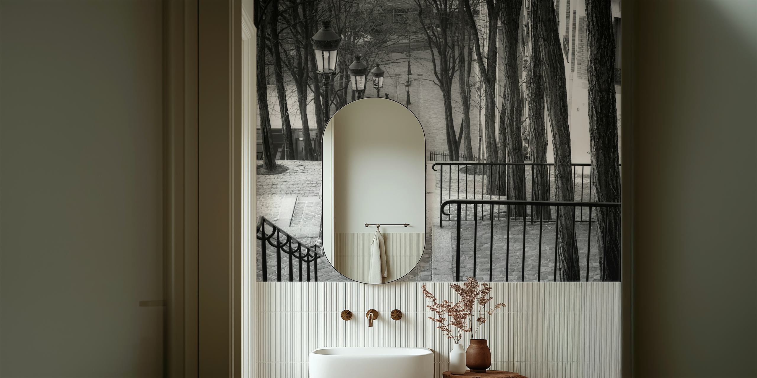 Staircase in Montmartre wallpaper design