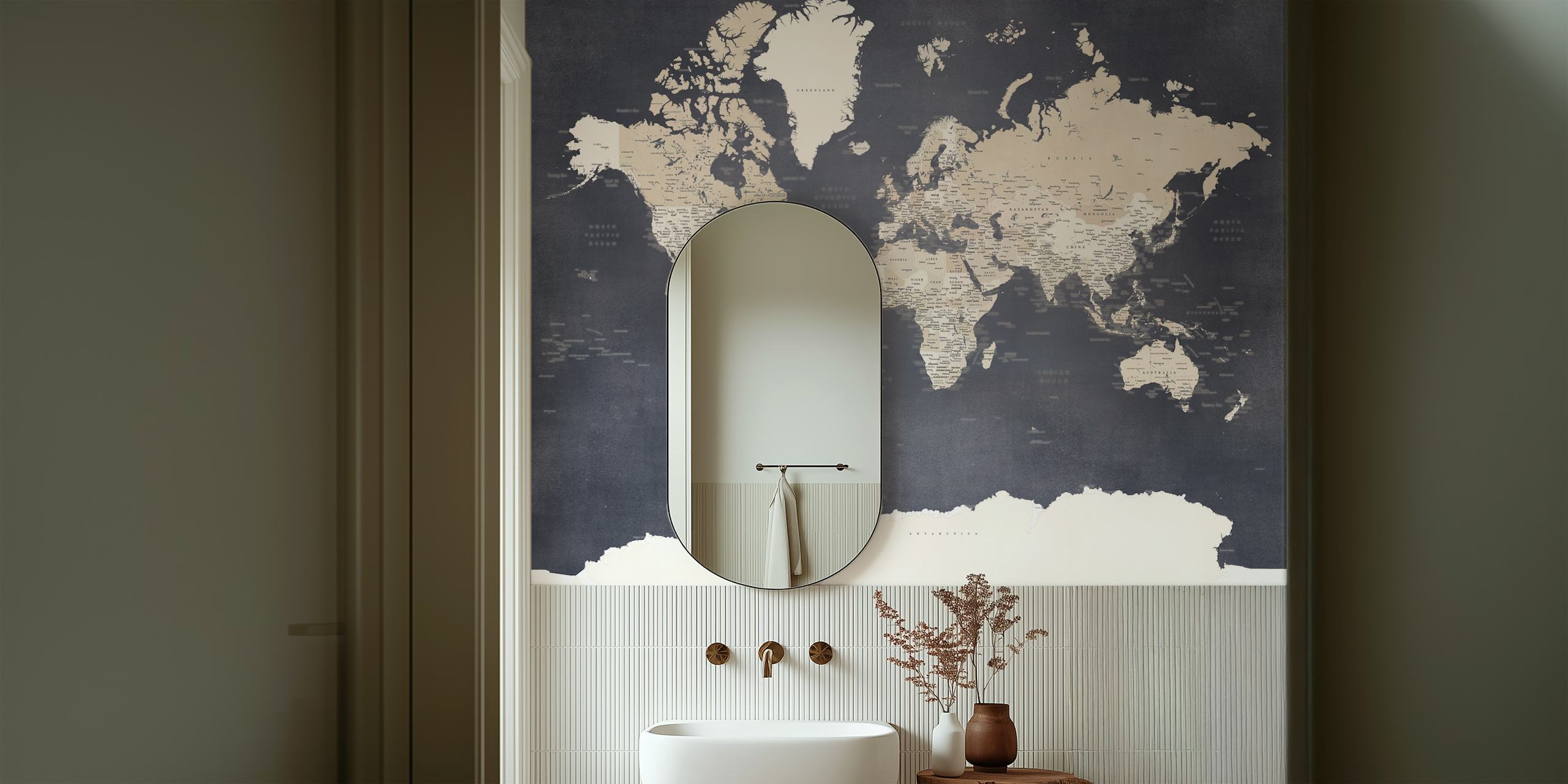 World Map Glyn Antarctica wallpaper in a room