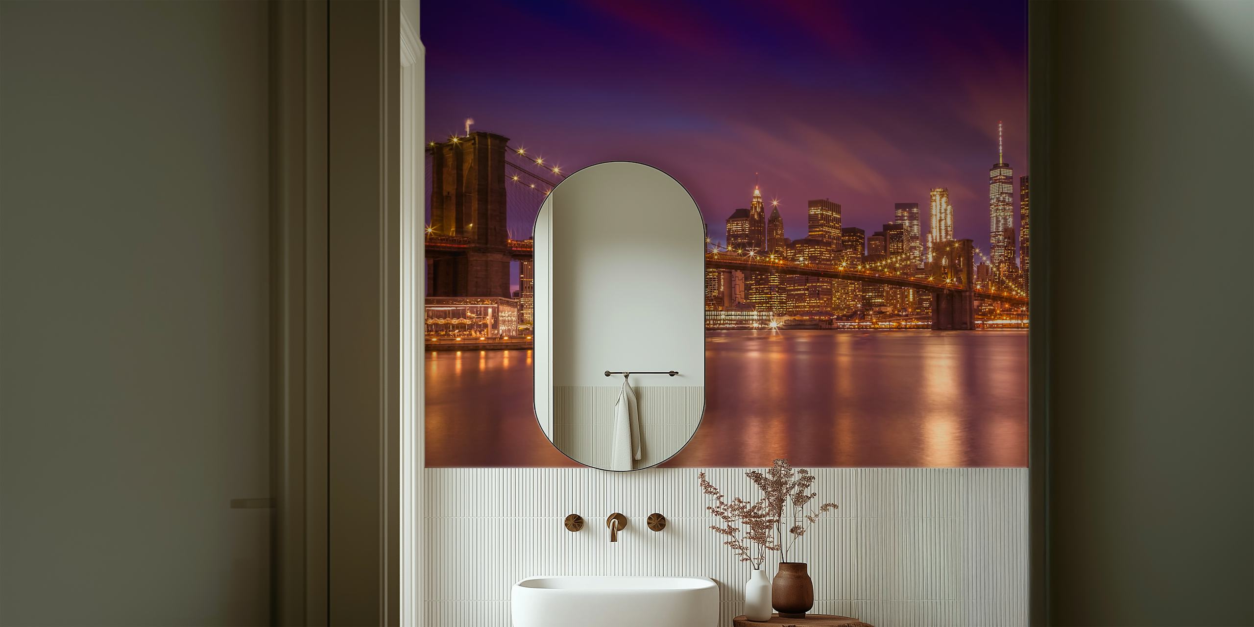 New York City skyline at sunset wallpaper