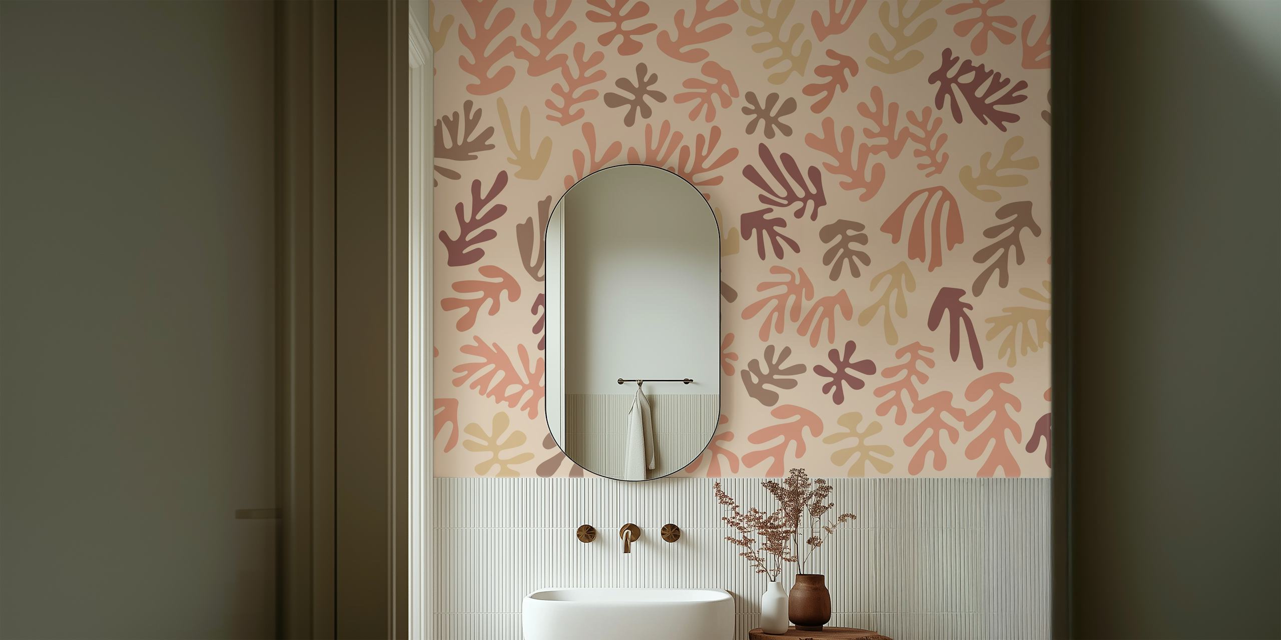 Matisse Quartz Rose abstract botanical wall mural with rose-tinted patterns