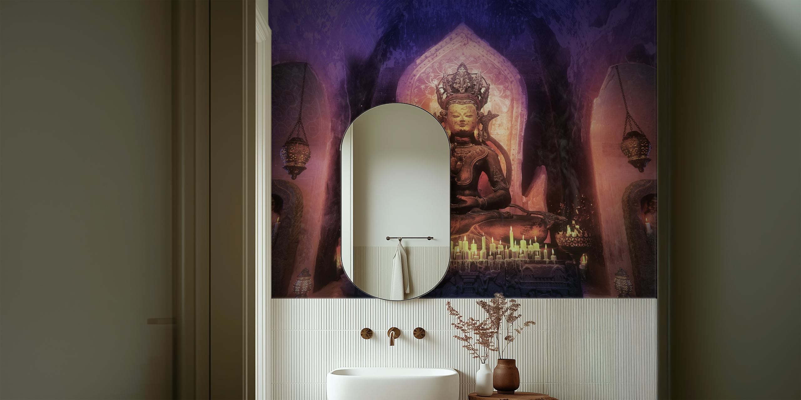 Buddha Temple Sanctuary wallpaper in a room