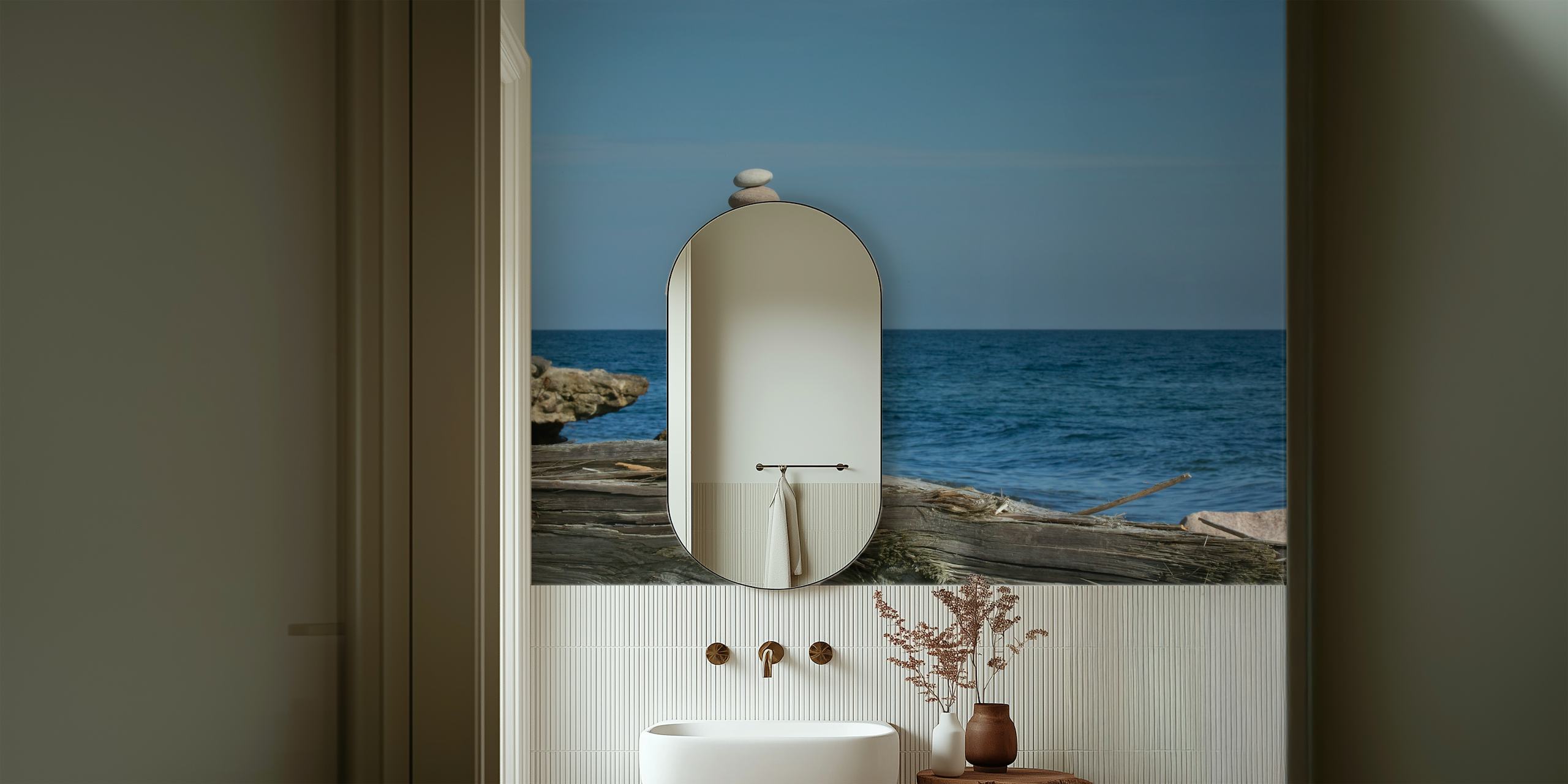 Papel pintado Rock balancing en un entorno sereno