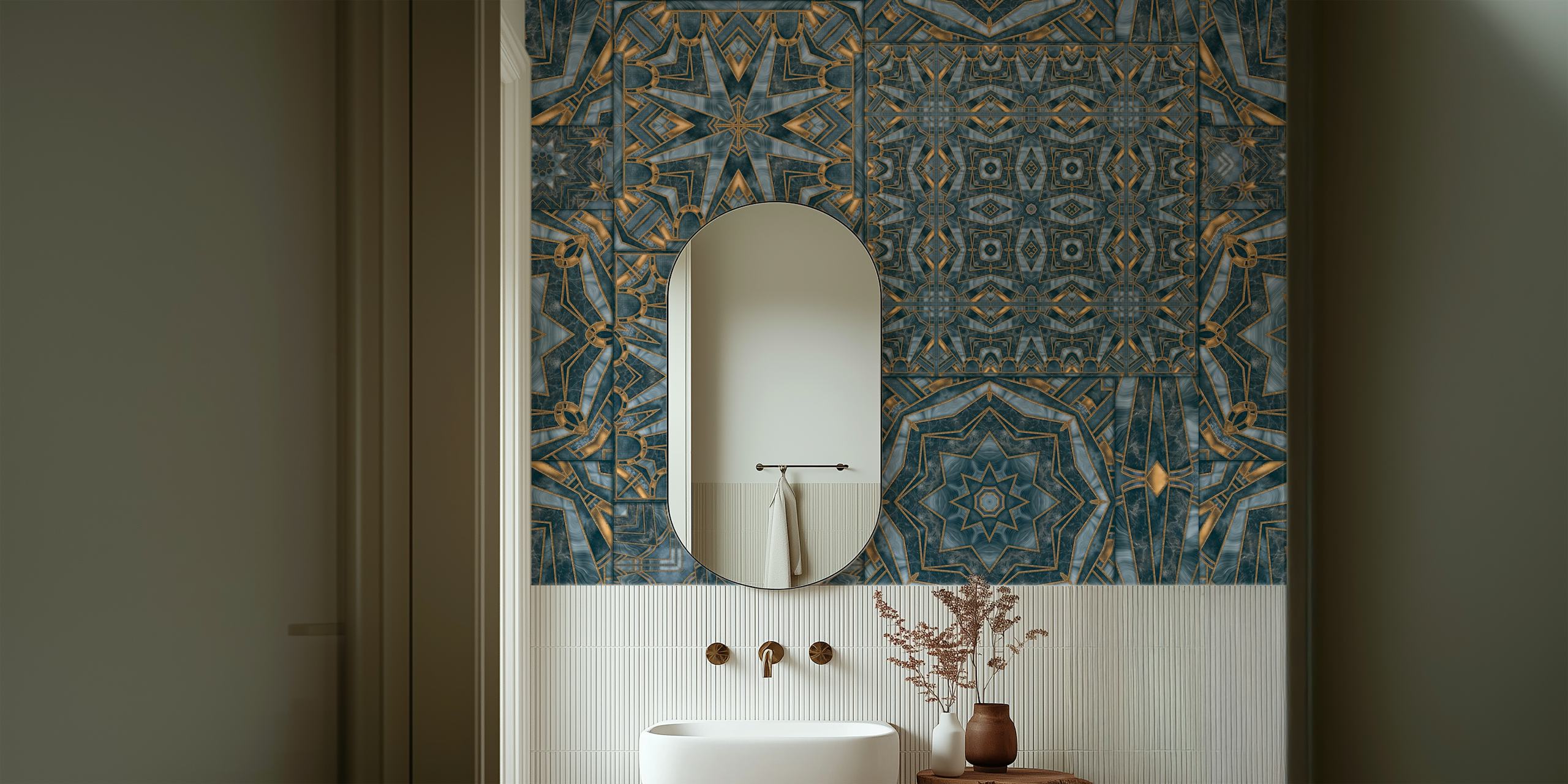 Intricate Art Deco and Moroccan tile pattern wall mural