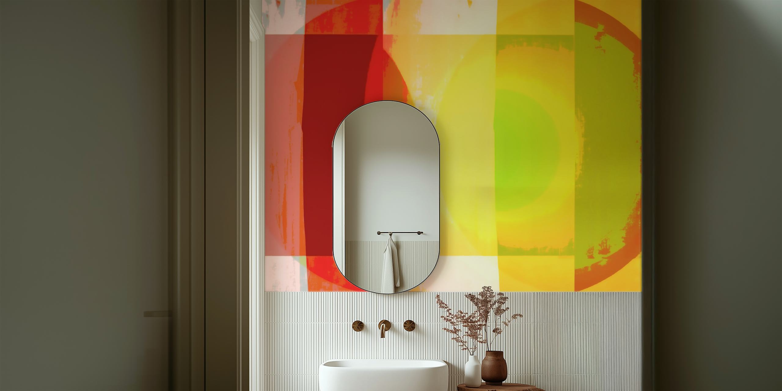 Papier peint Mid Century Bauhaus Grunge dans une pièce