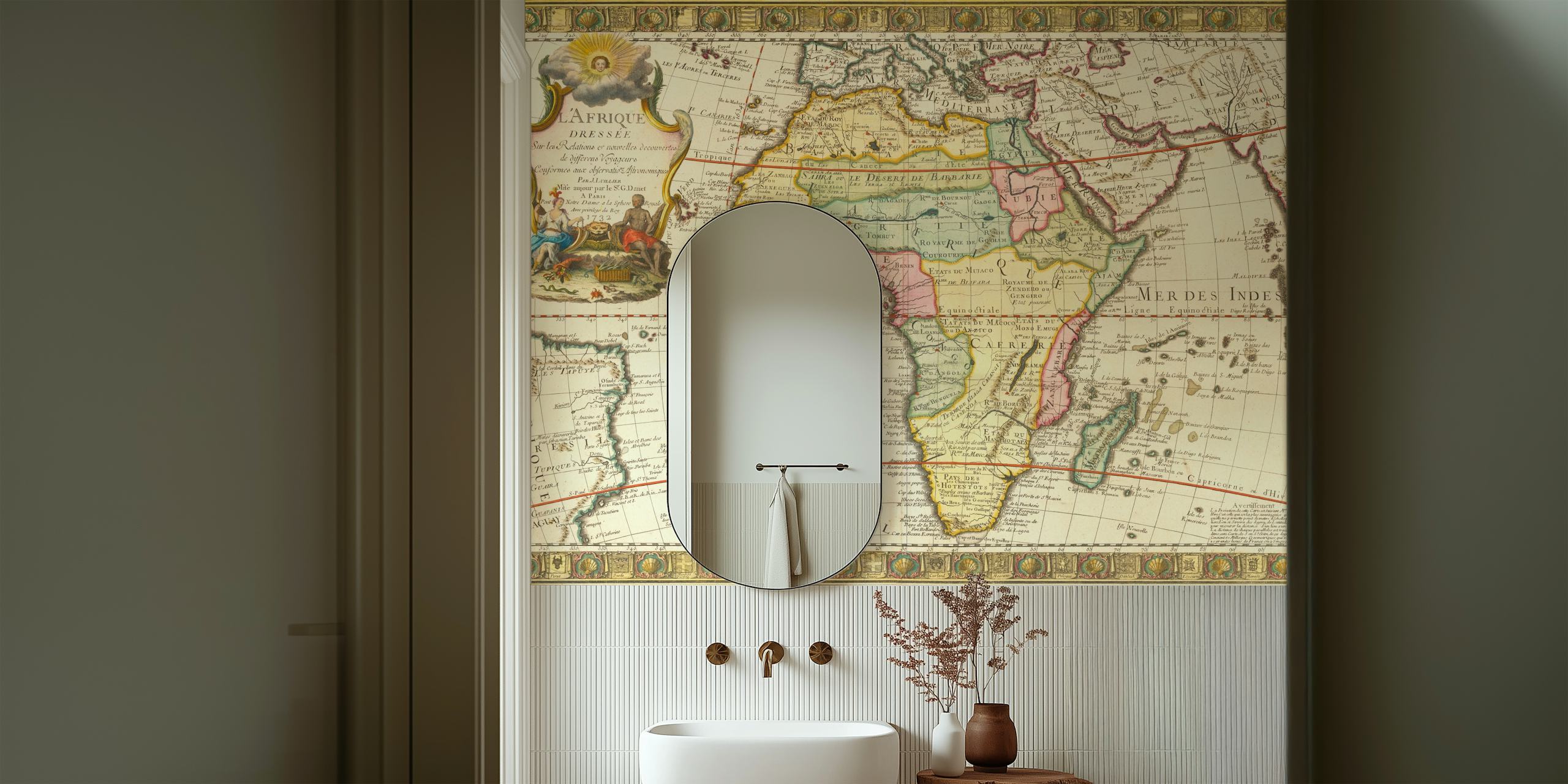 1732 Ancient Africa Map papel pintado en una habitación