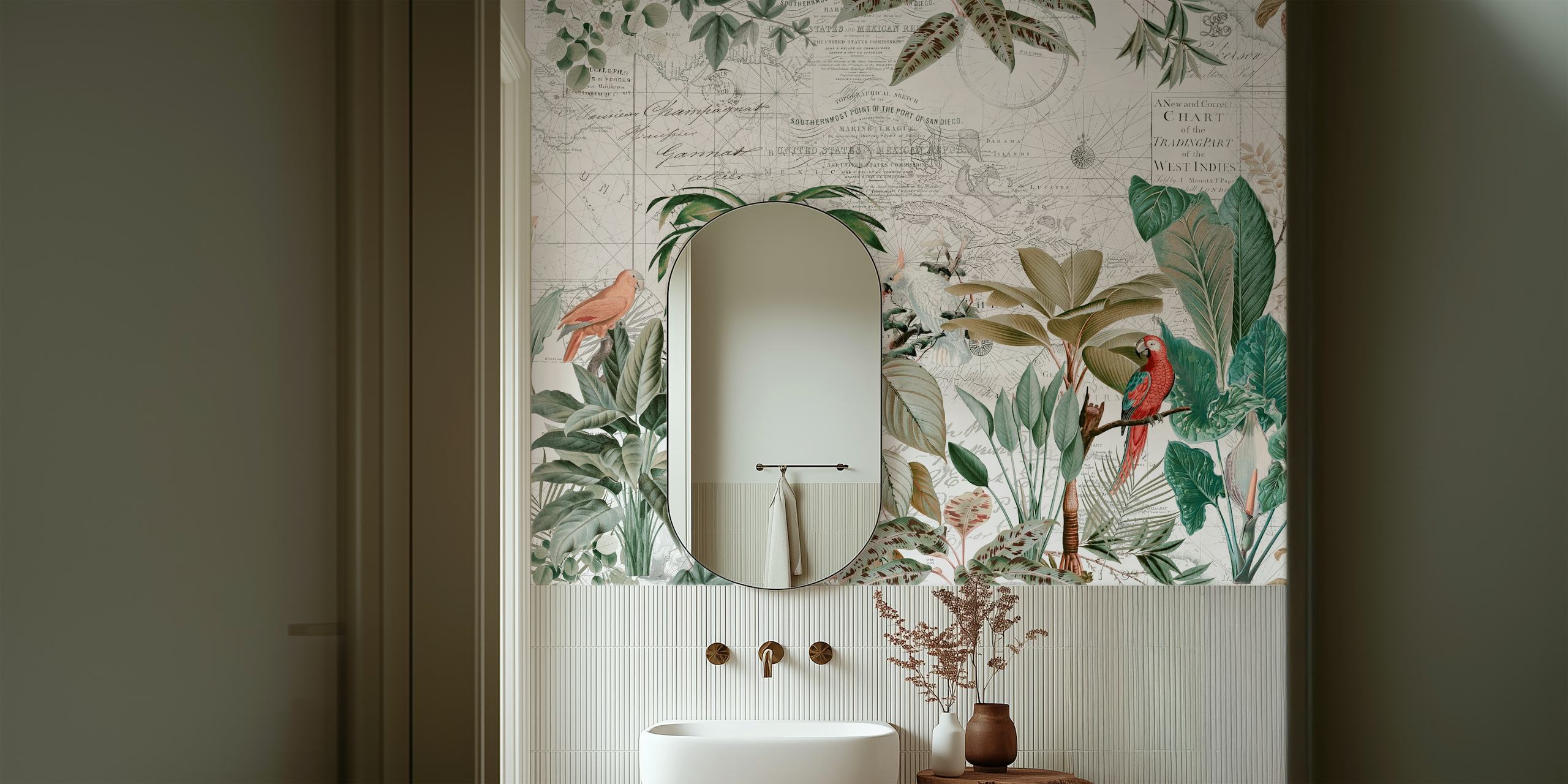 Exotic Birds Journey behang in een kamer