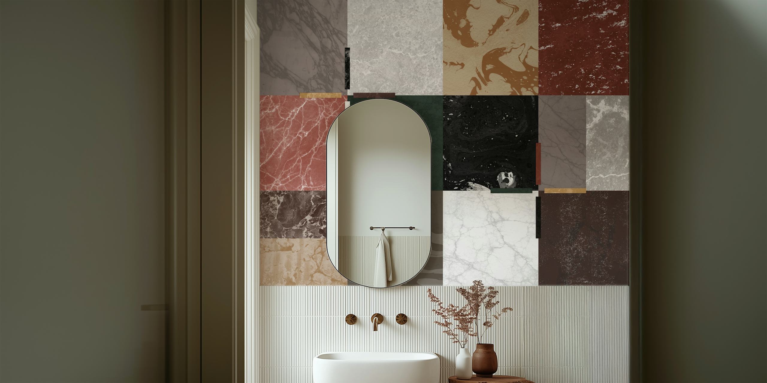 Contemporary wall mural with assorted textures and colors