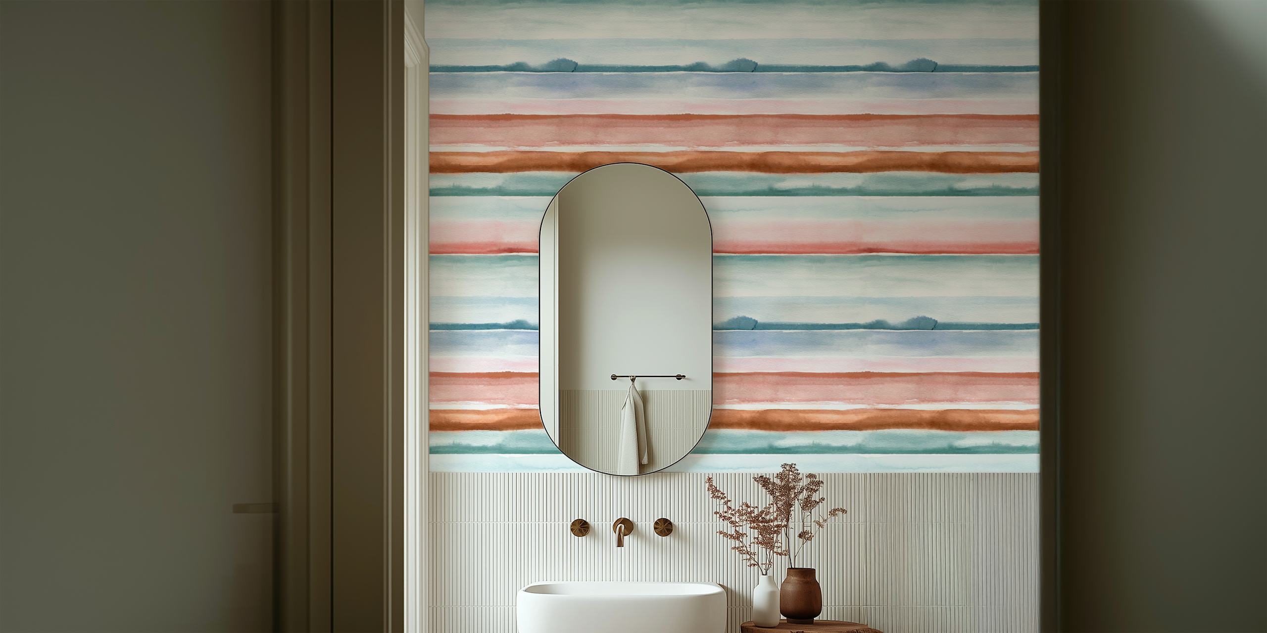 Relaxing Watercolor Stripes tapet i et rum