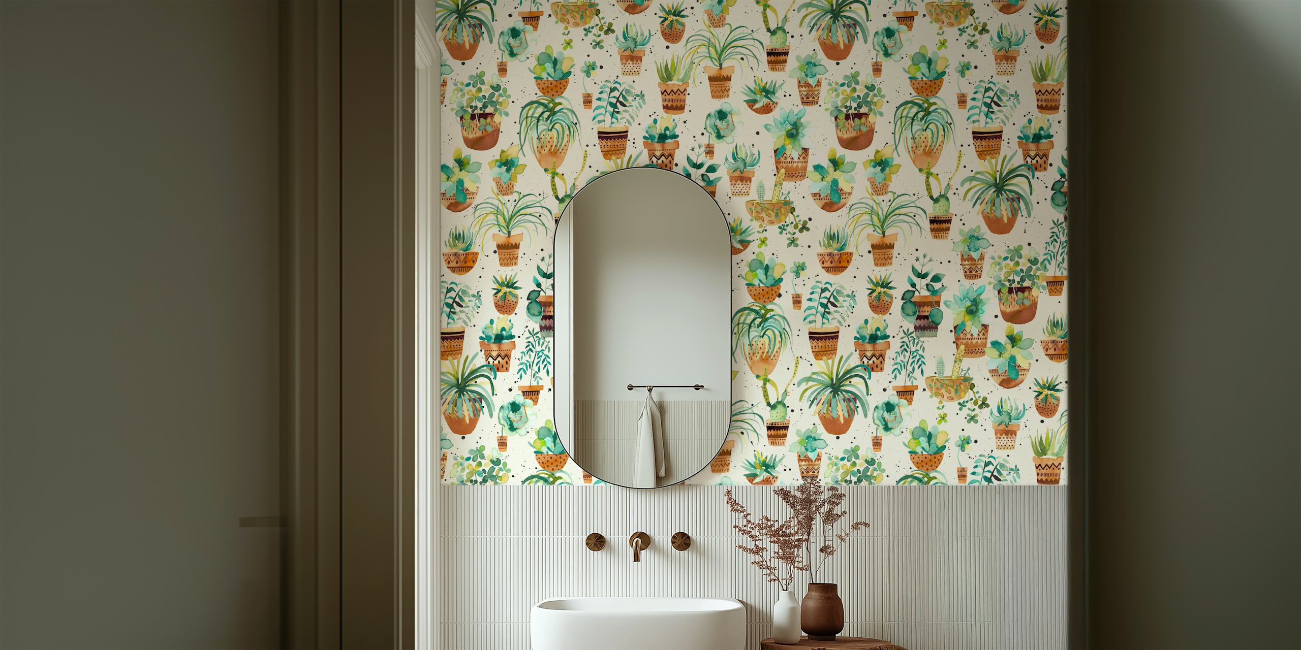 Succulent Home Plants behang in levendig ontwerp