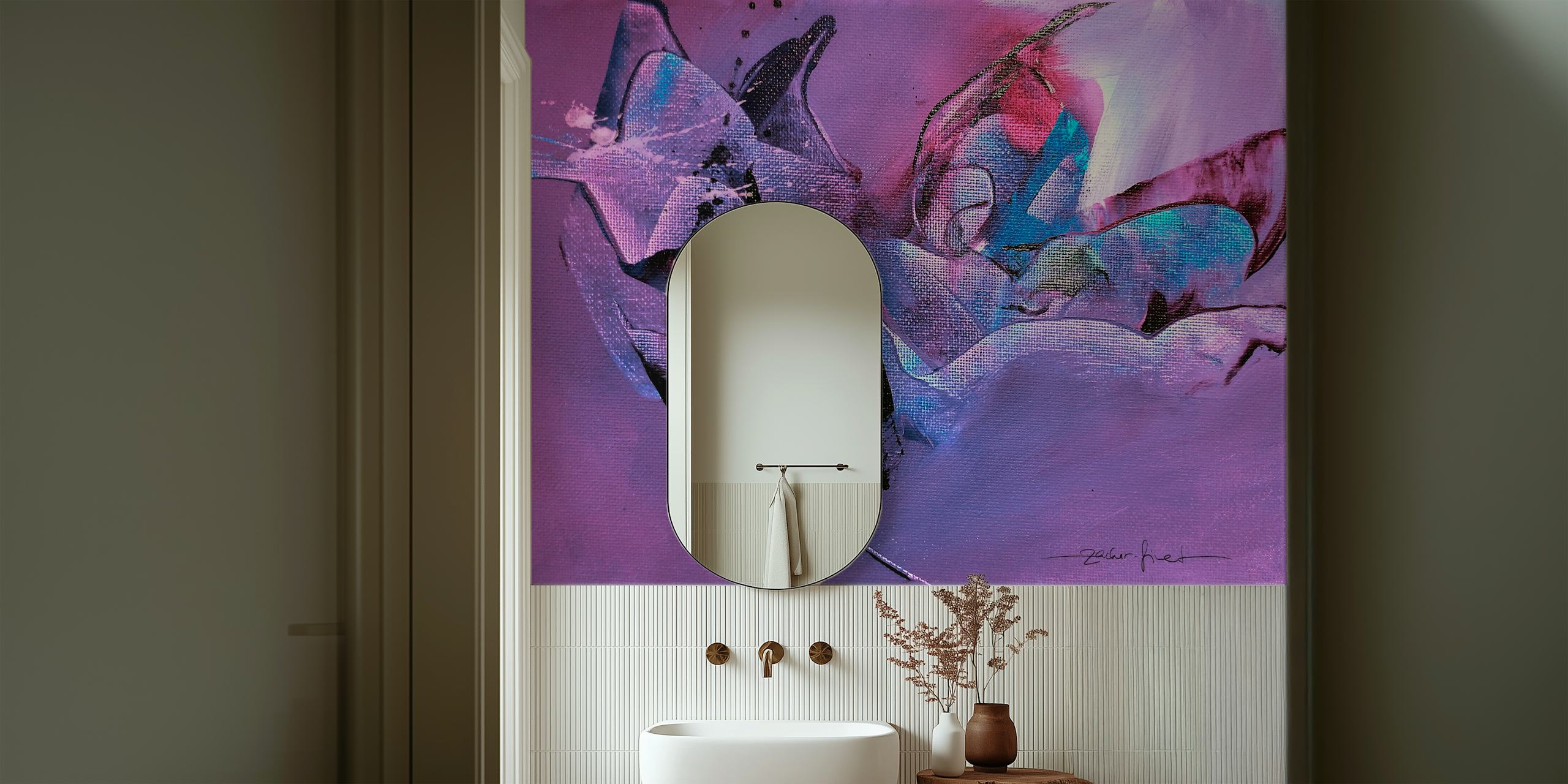 Purple Passion Abstract Art wallpaper in a room