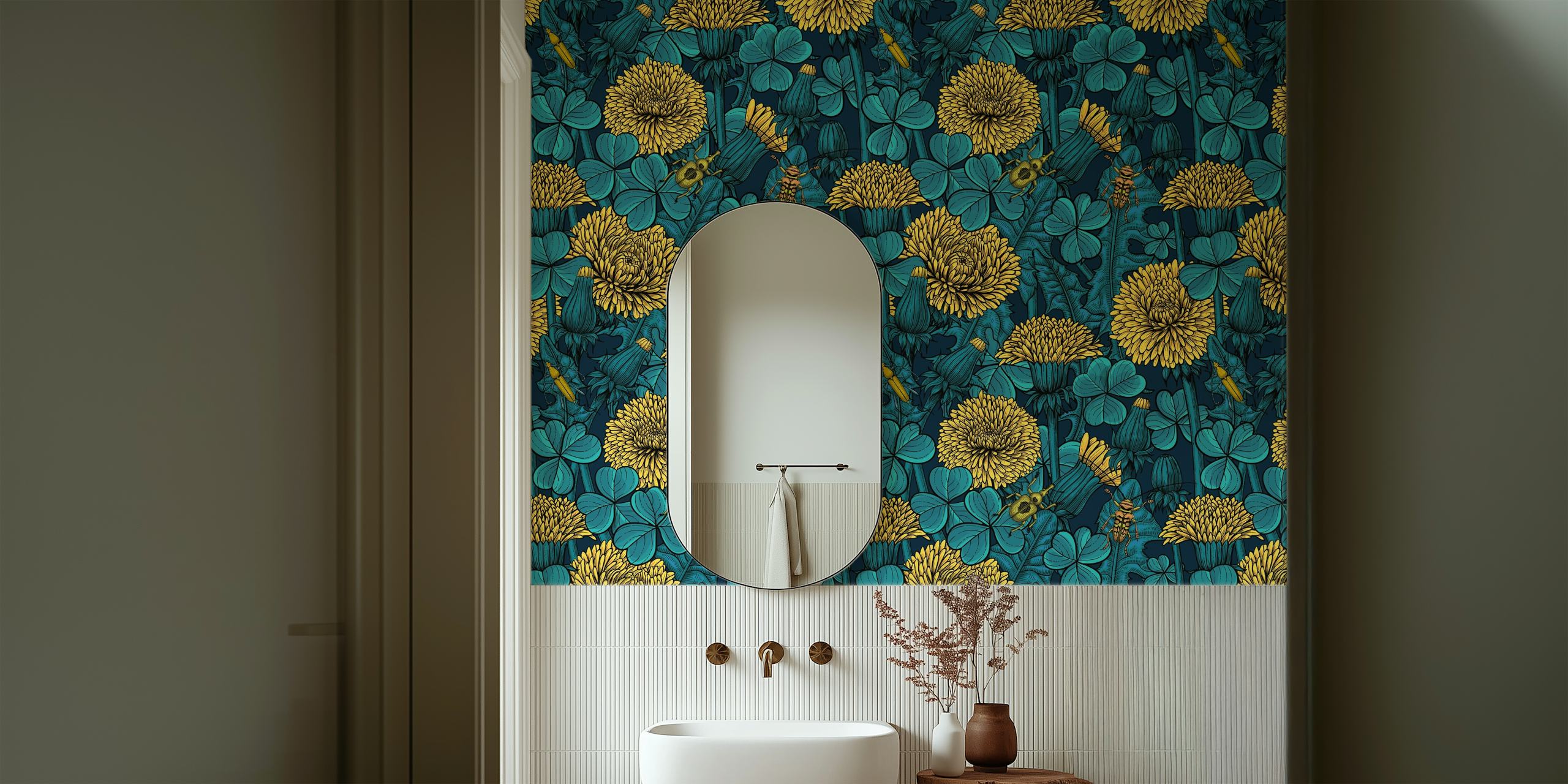 Dandelions and clovers Tapete in einem Zimmer