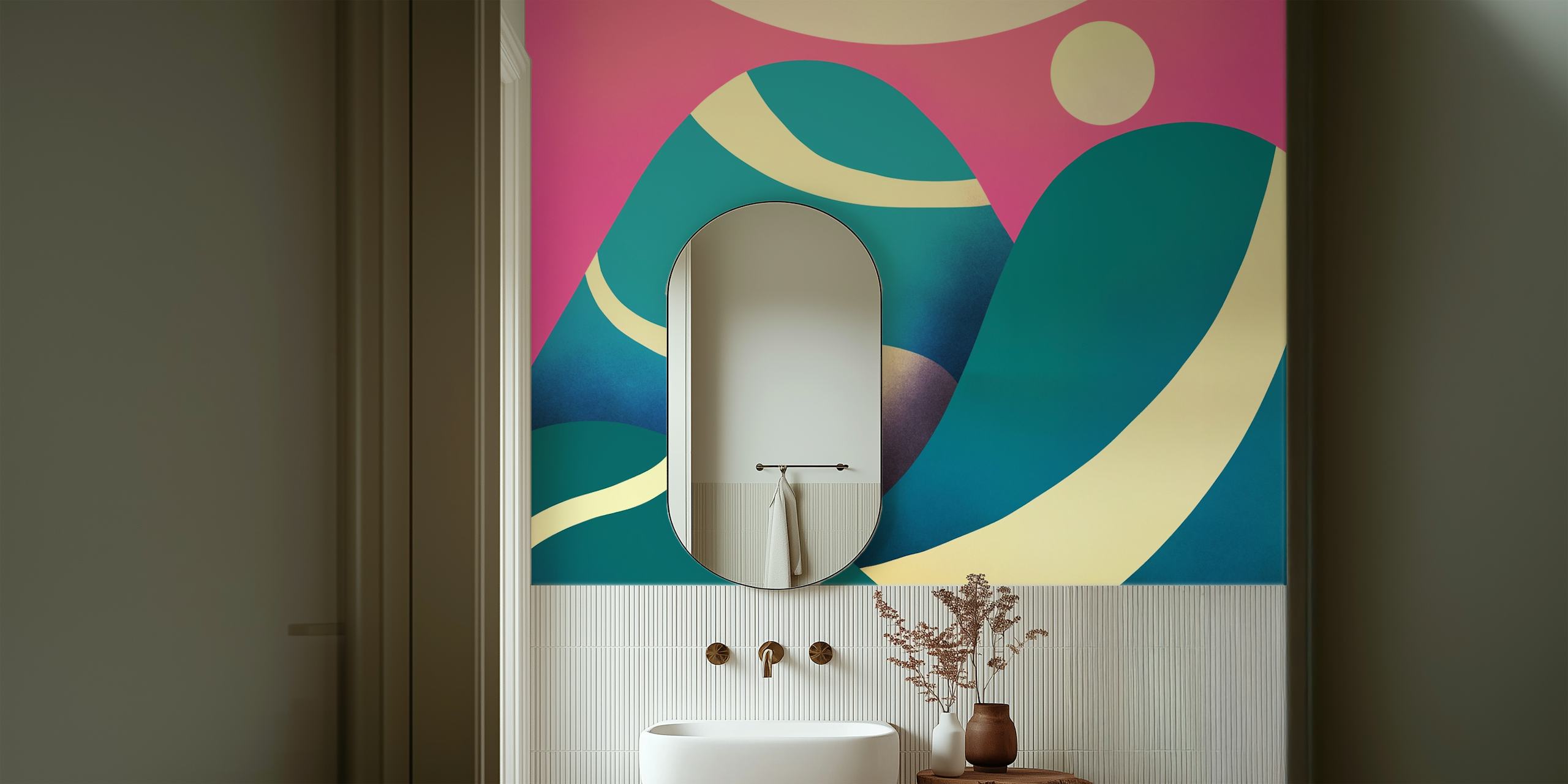 Design tapety Round hill lanes w pomieszczeniu