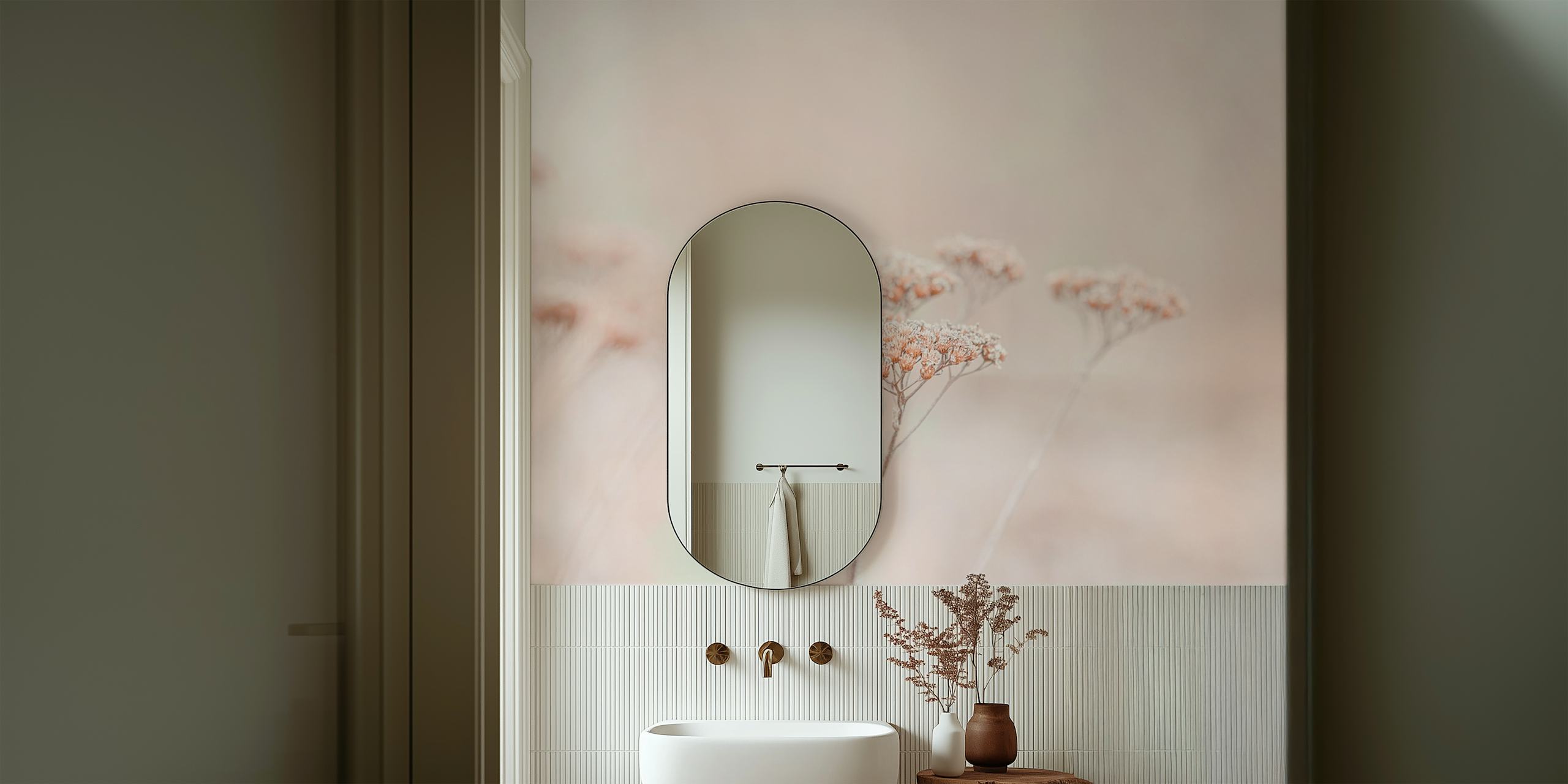 Wildflowers Soft Beige wallpaper in a room