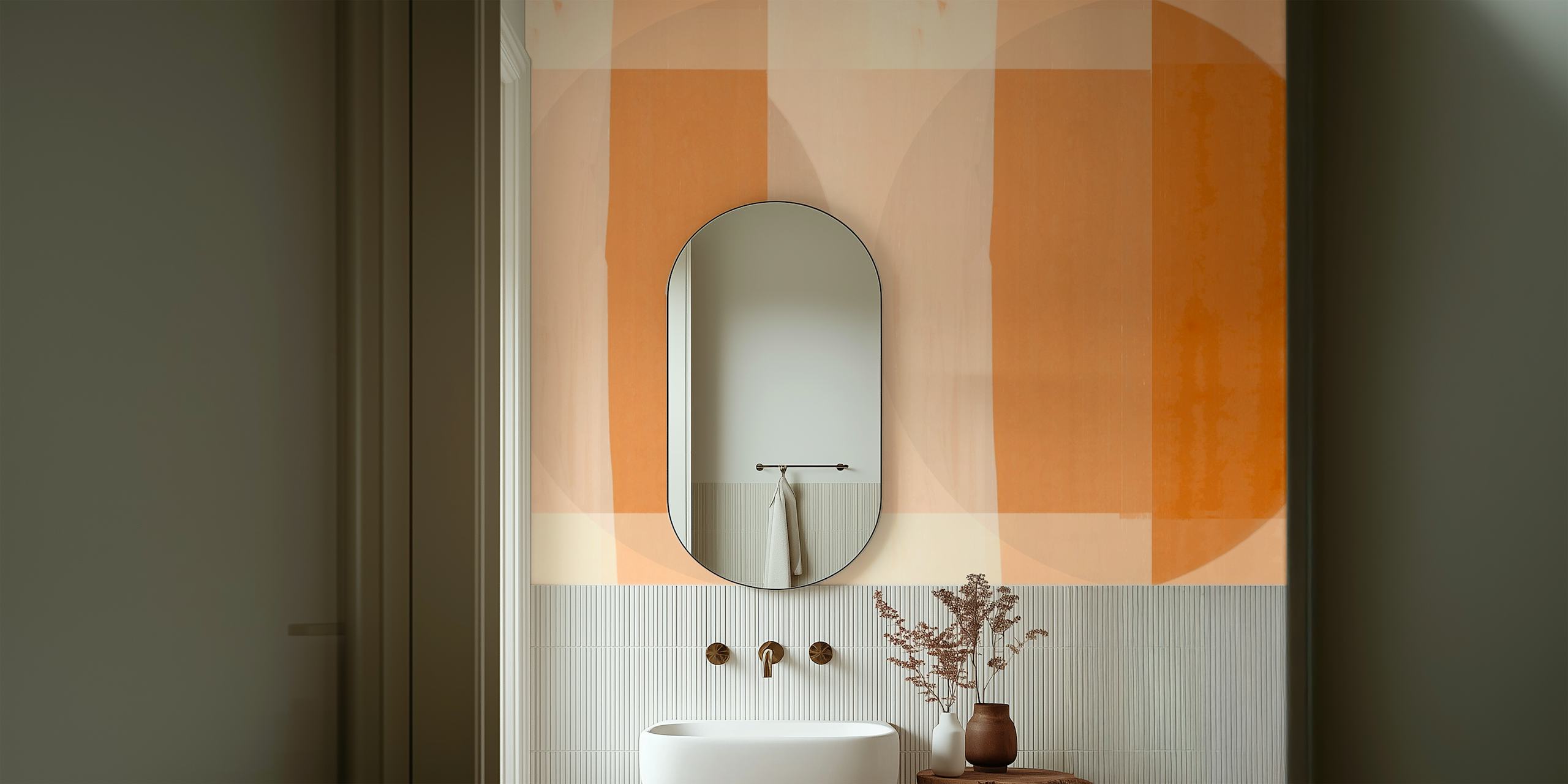 Geometric peach and cream shapes wallpaper