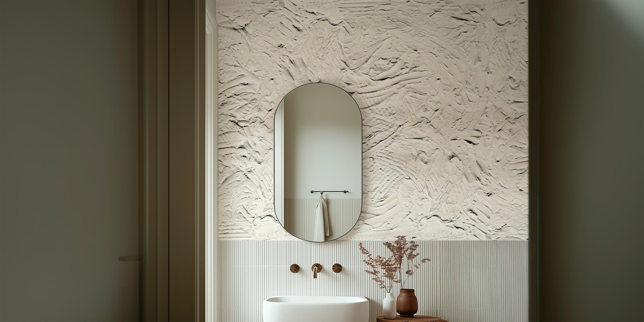 Zidna slika s uzorkom ploče od Happywalla pod nazivom Slabby u neutralnim tonovima