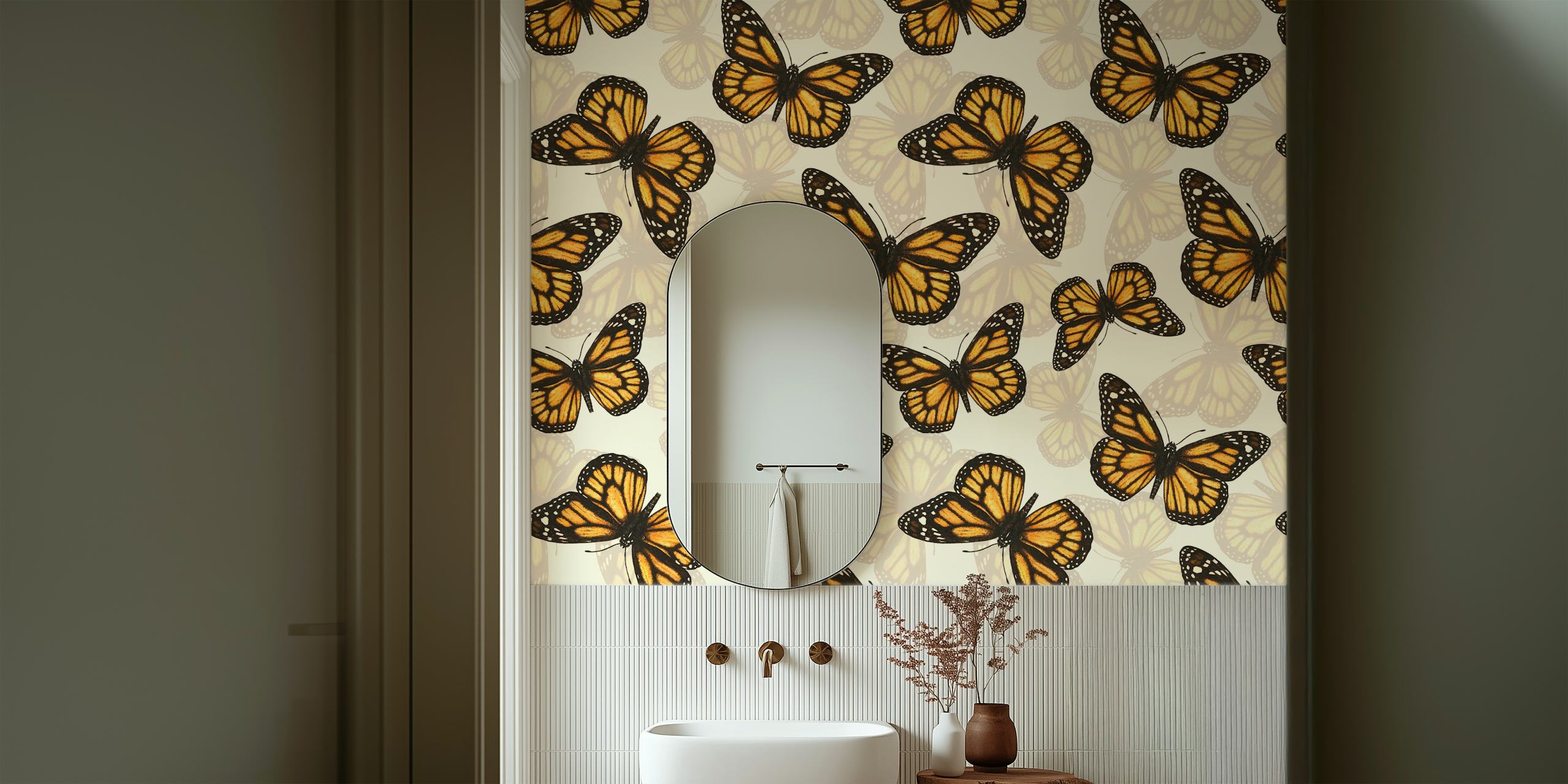Fotomural de mariposas monarca con diseño de estampado sin costuras