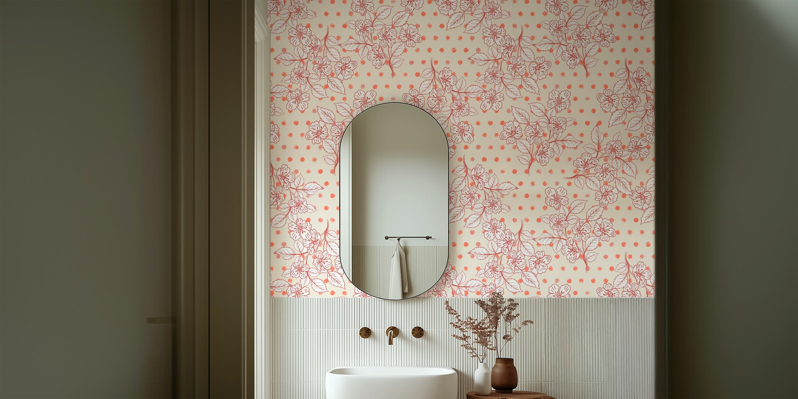 Tapeta Flowers and dots u sobi