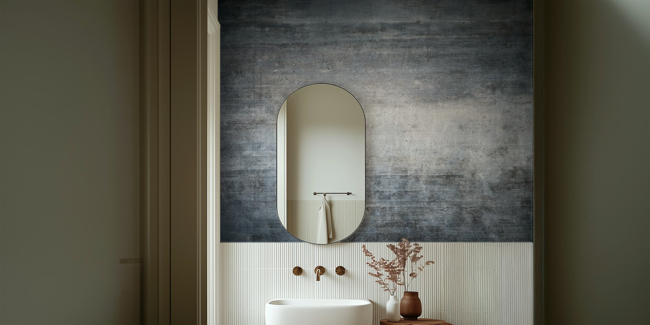 Dark concrete wall design in a room