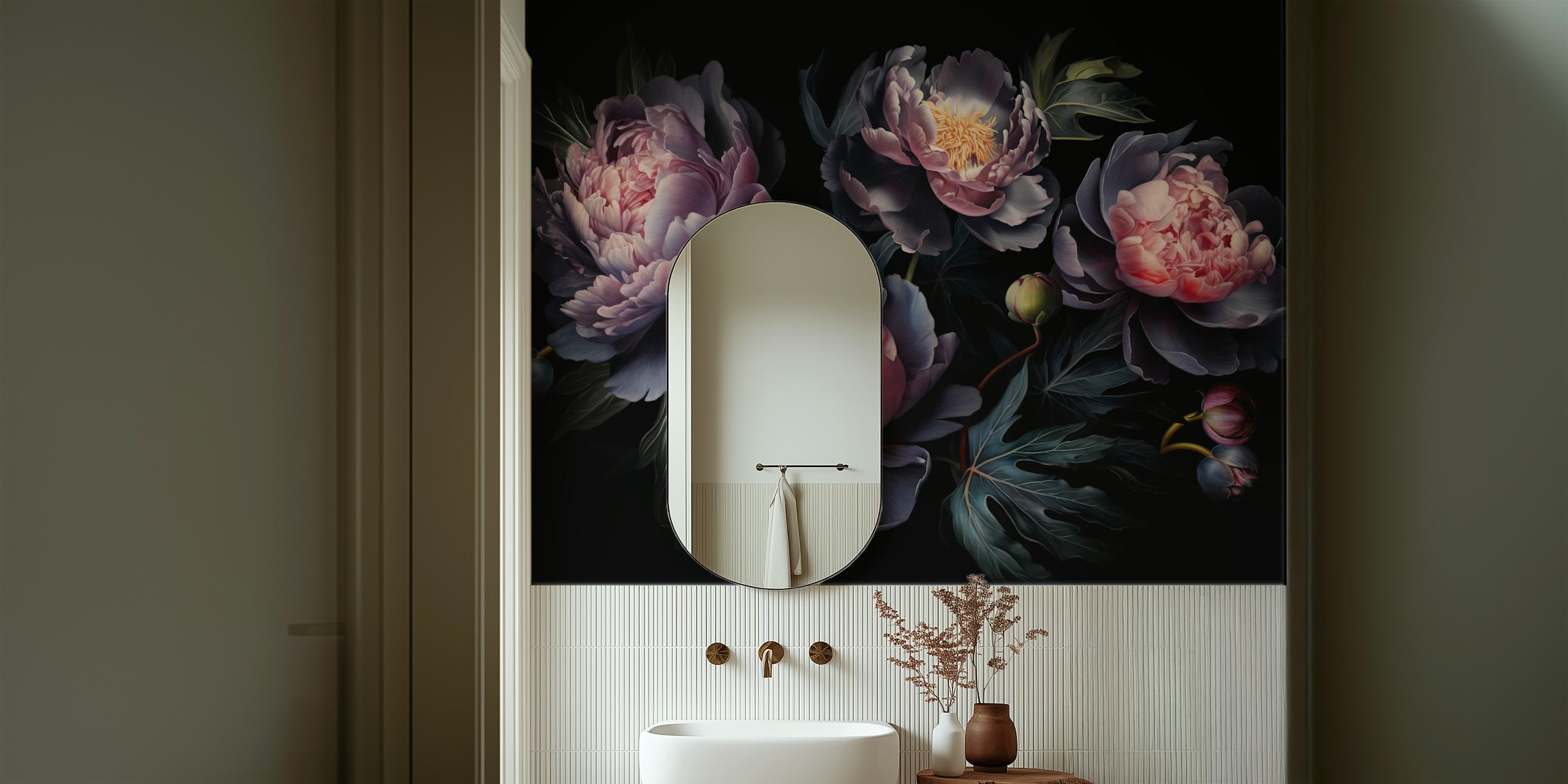 Moody Opulent Baroque Peonies σχέδιο ταπετσαρίας