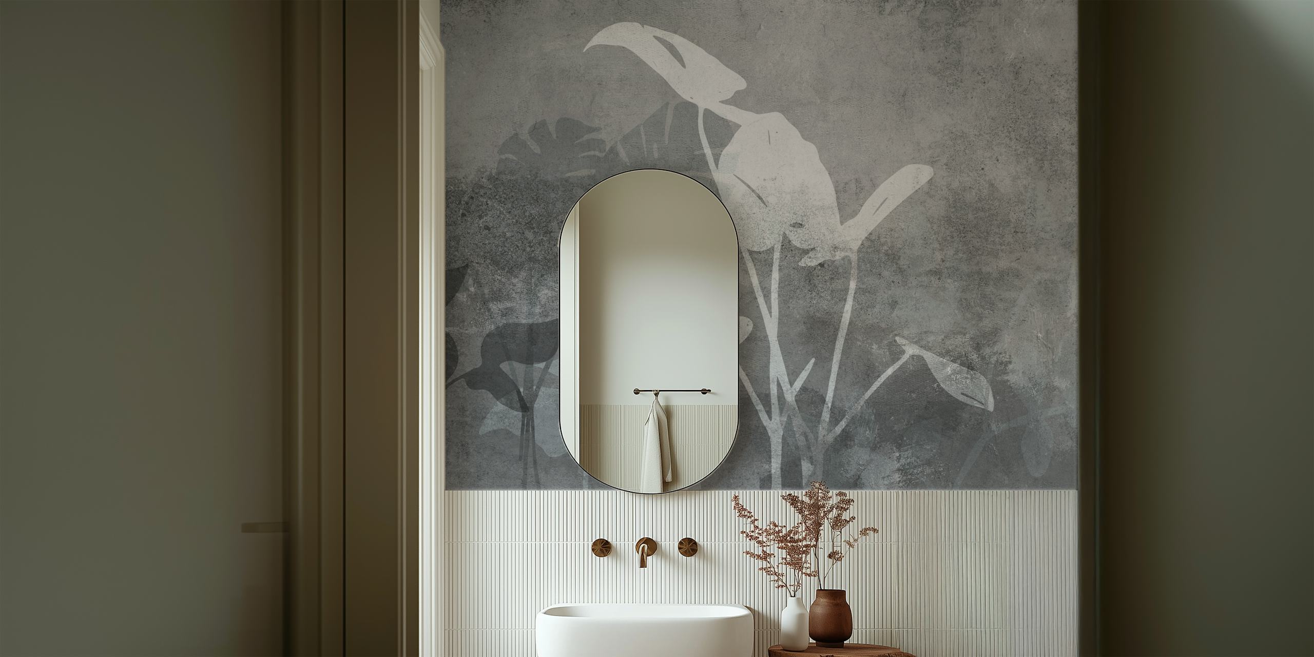 Nature Meets Concrete wallpaper in a room
