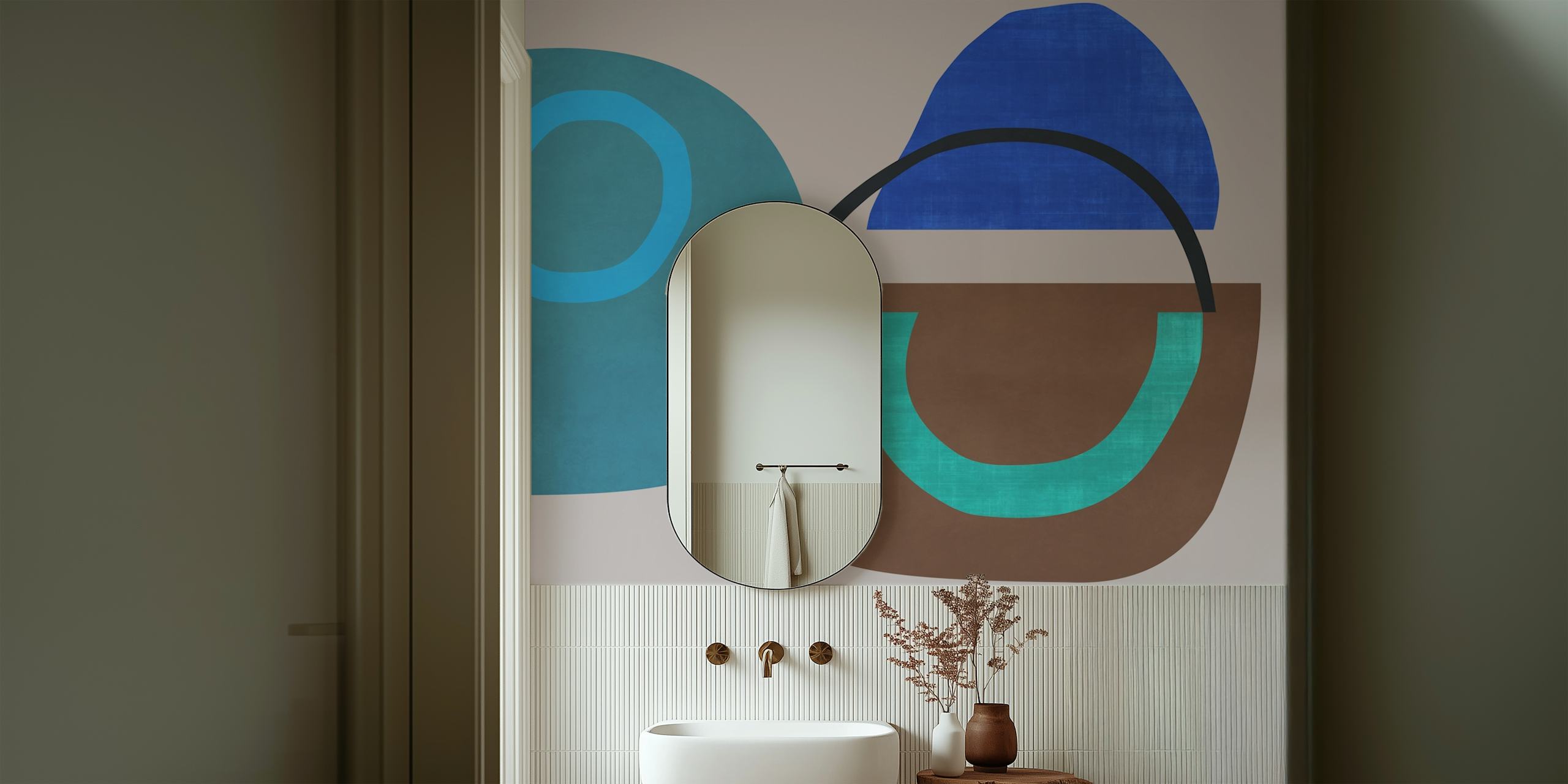Colorful abstract wallpaper design in room