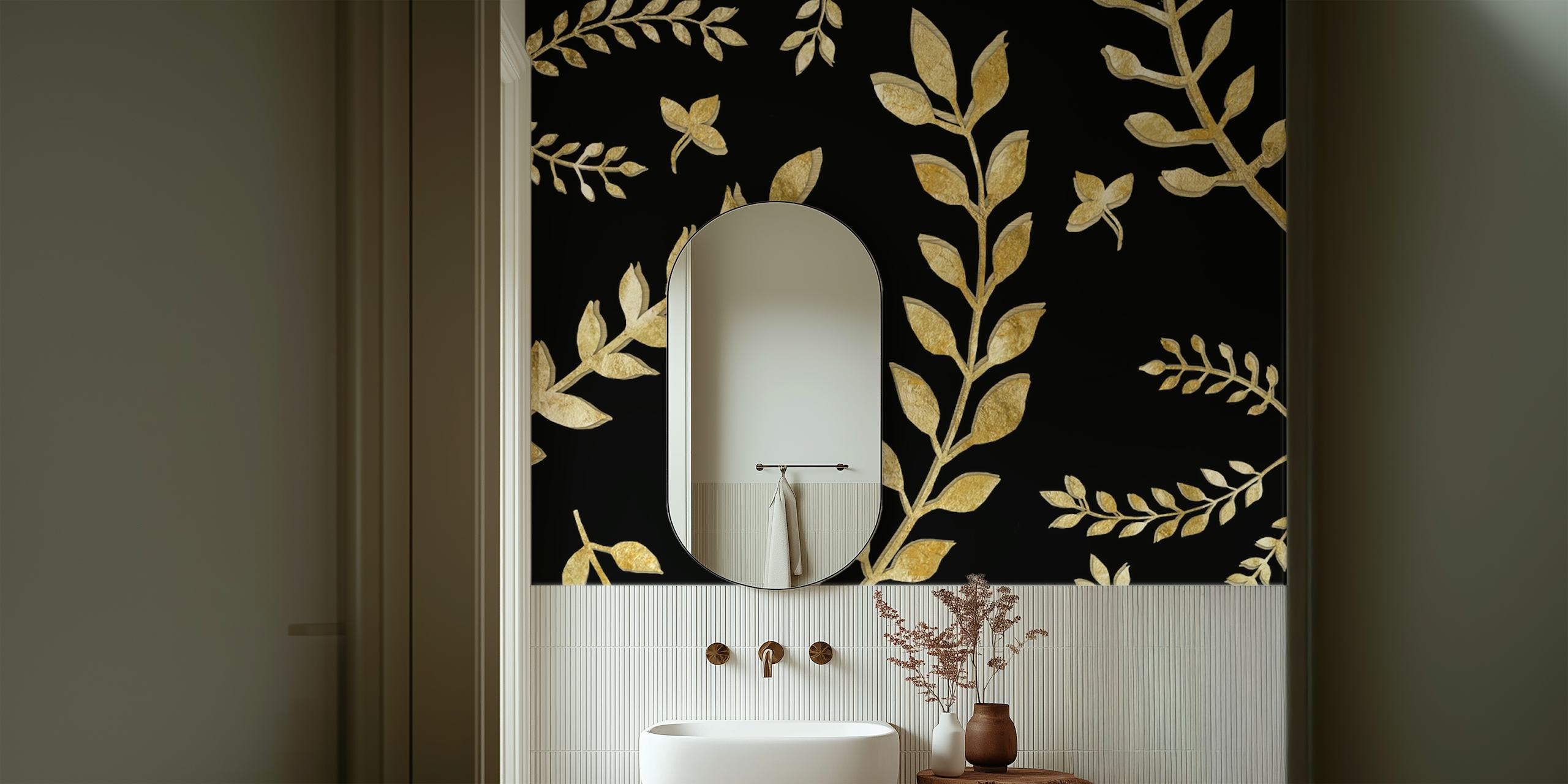 Design della carta da parati Gold Leaves Pattern