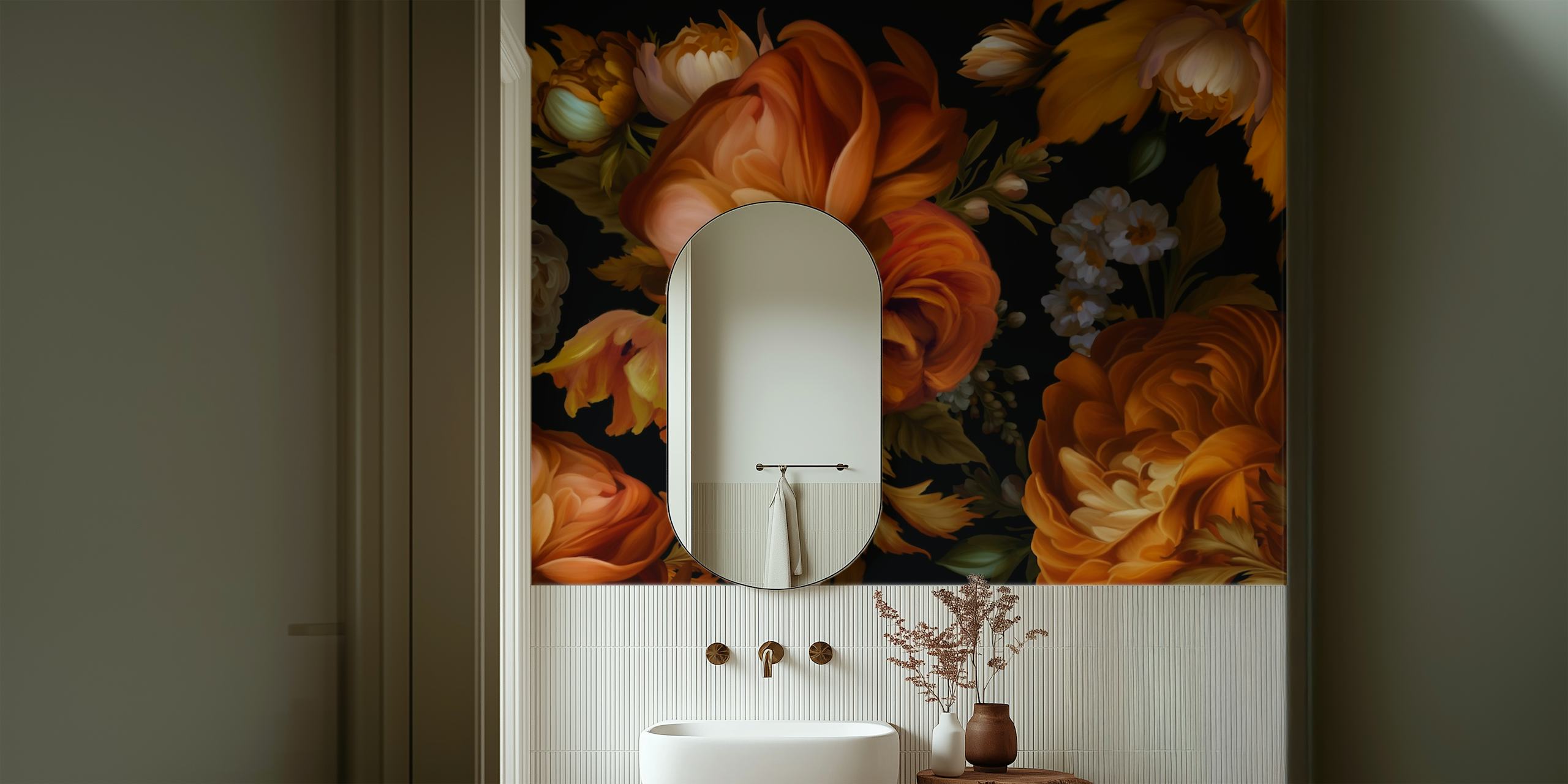 Vintage floral garden pattern wallpaper in room